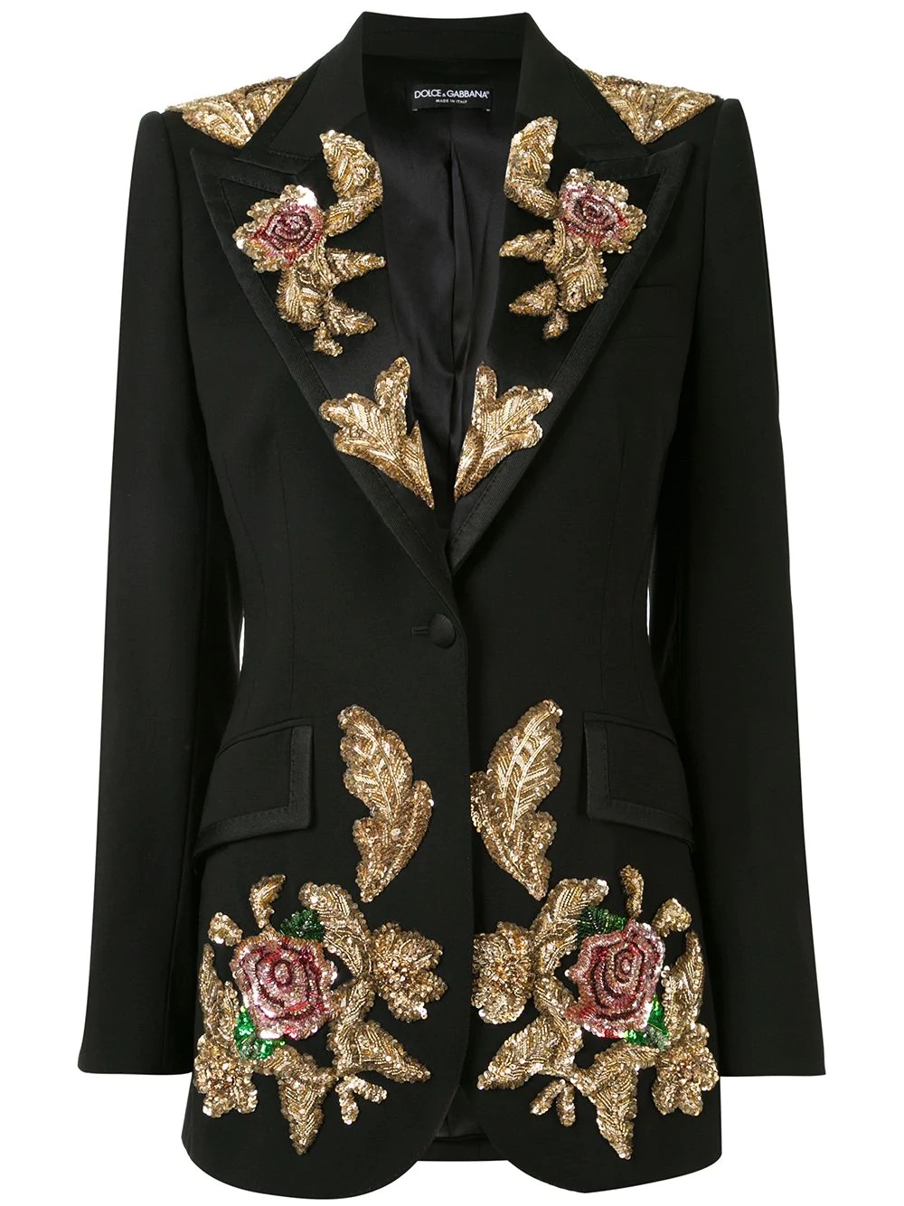 sequin rose appliqué jacket - 1