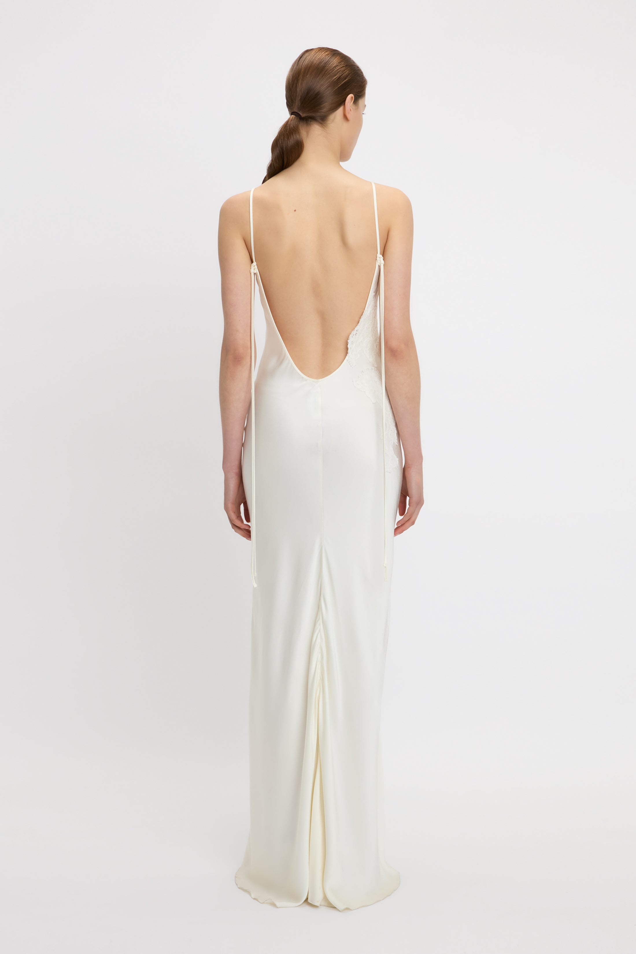 Lace Detail Cami Dress In Ivory - 5