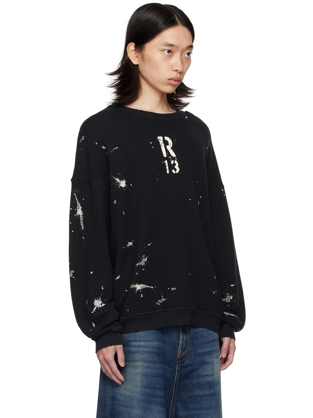Black Paint Splatter Sweatshirt - 2