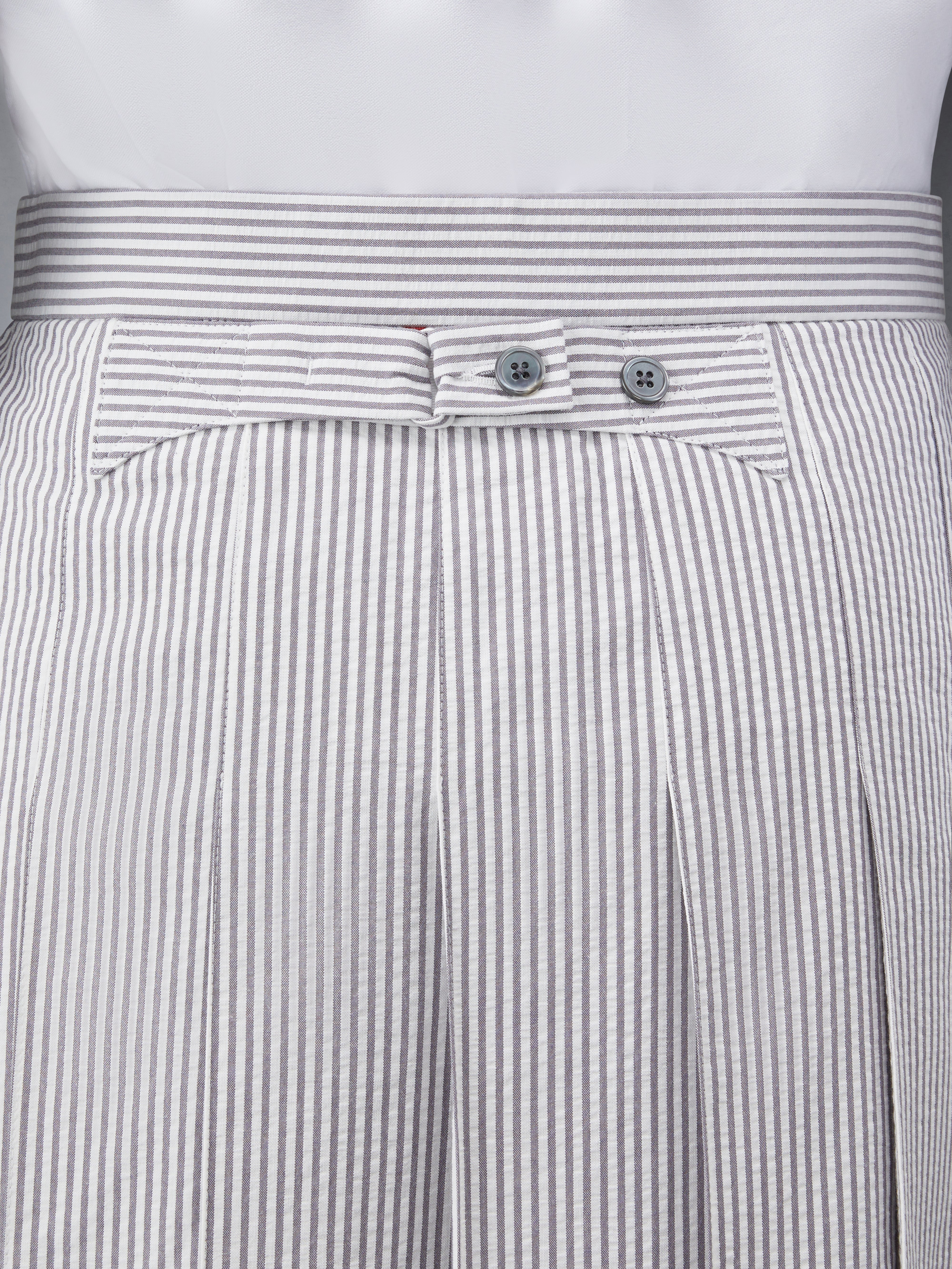 Medium Grey Seersucker Pleated Skirt - 6