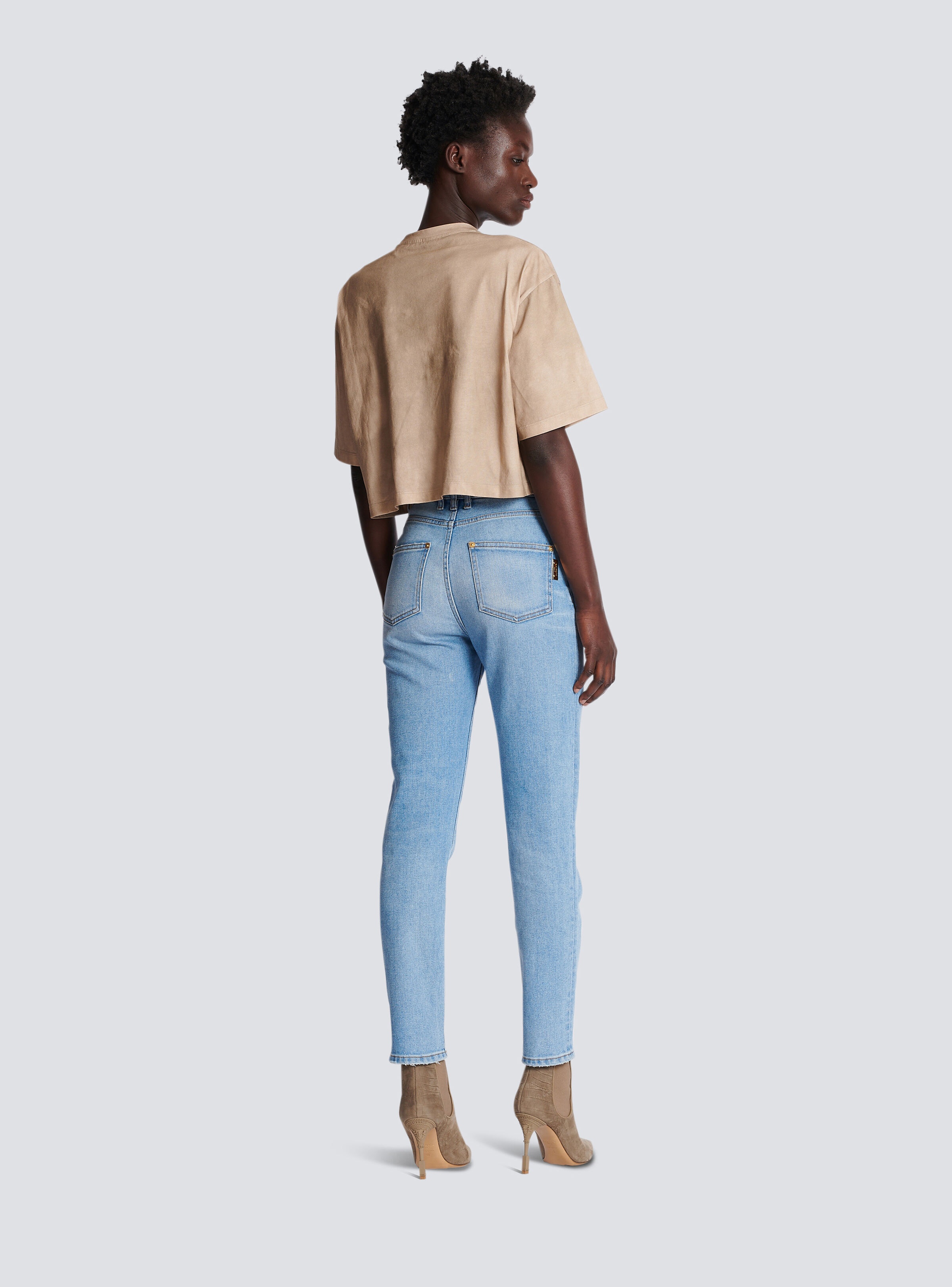 Faded denim slim fit jeans - 4