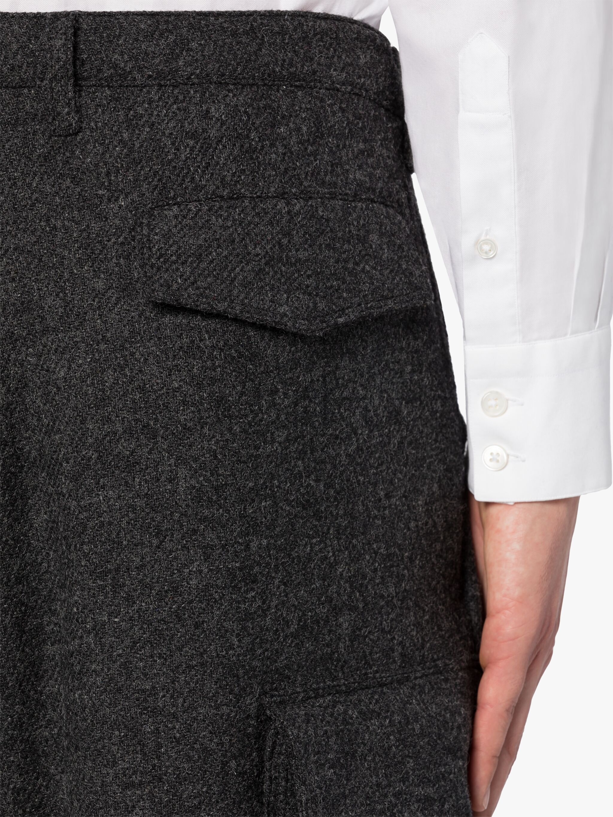 GREY WOOL CARGO TROUSERS - 5