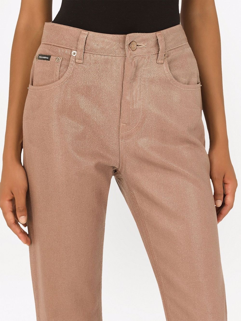 metallic cropped leg jeans - 5