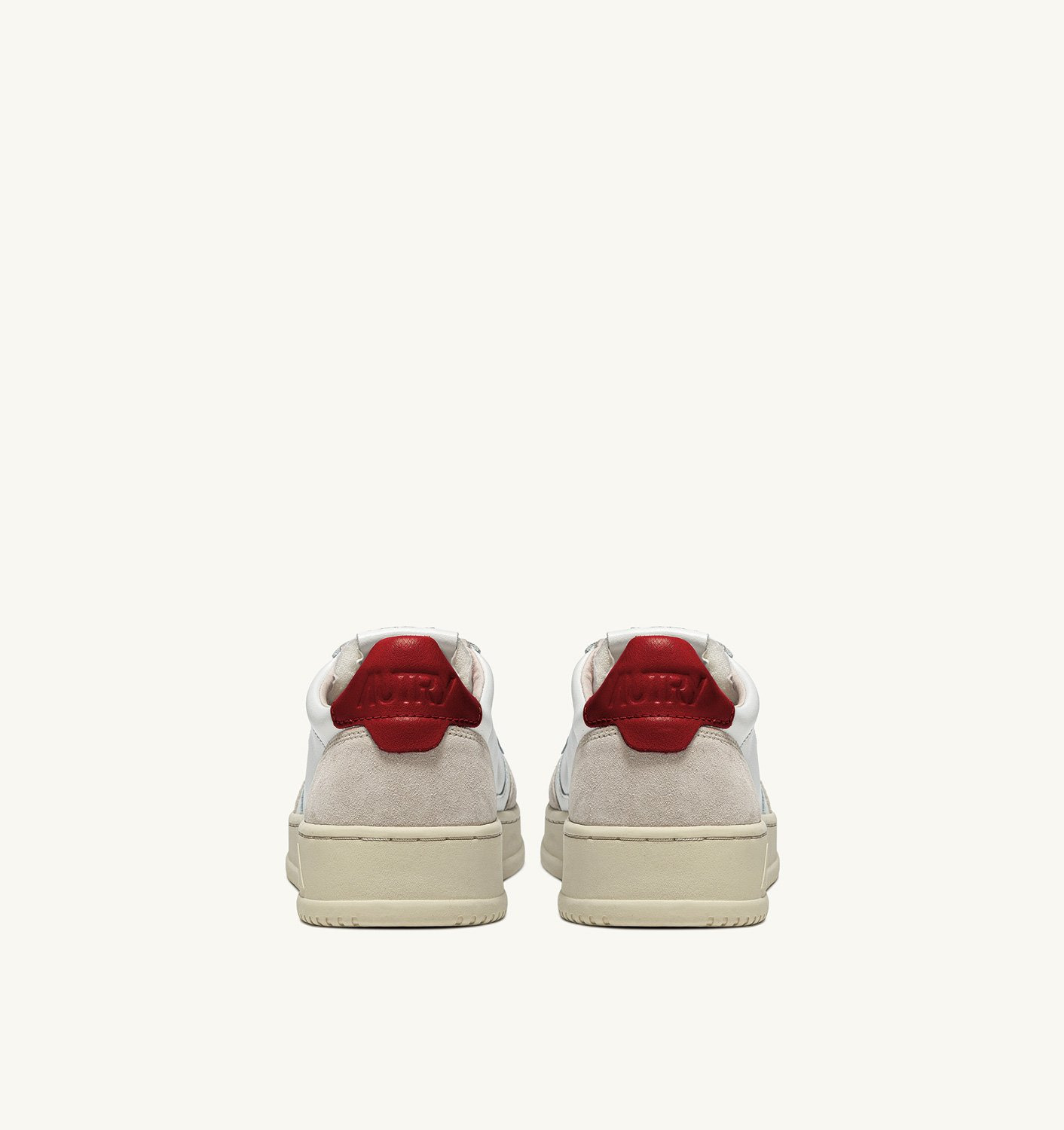MEDALIST LOW SNEAKERS IN WHITE AND RED LEATHER AND BEIGE SUEDE - 3