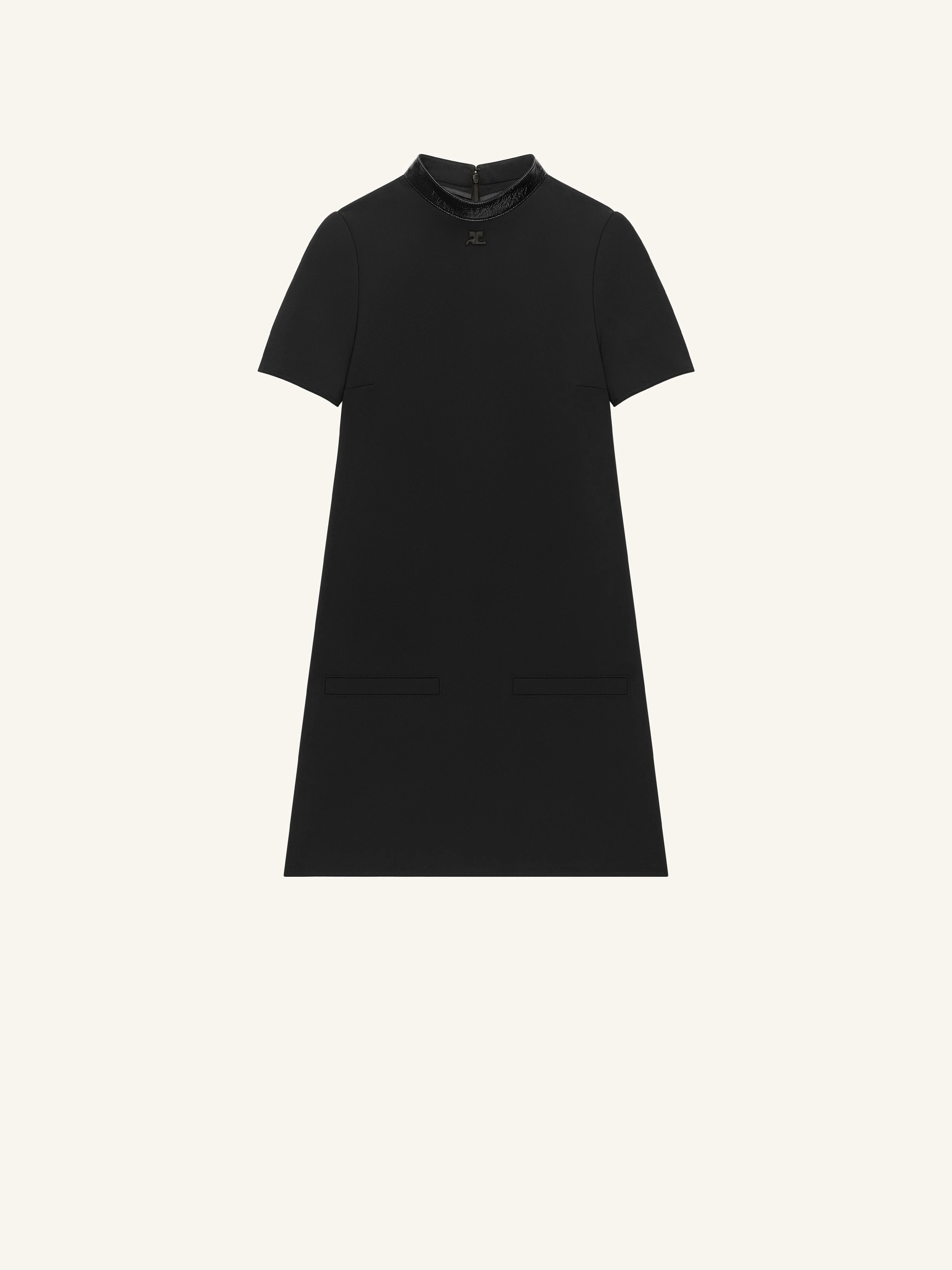 VINYL COLLAR A-LINE DRESS - 1