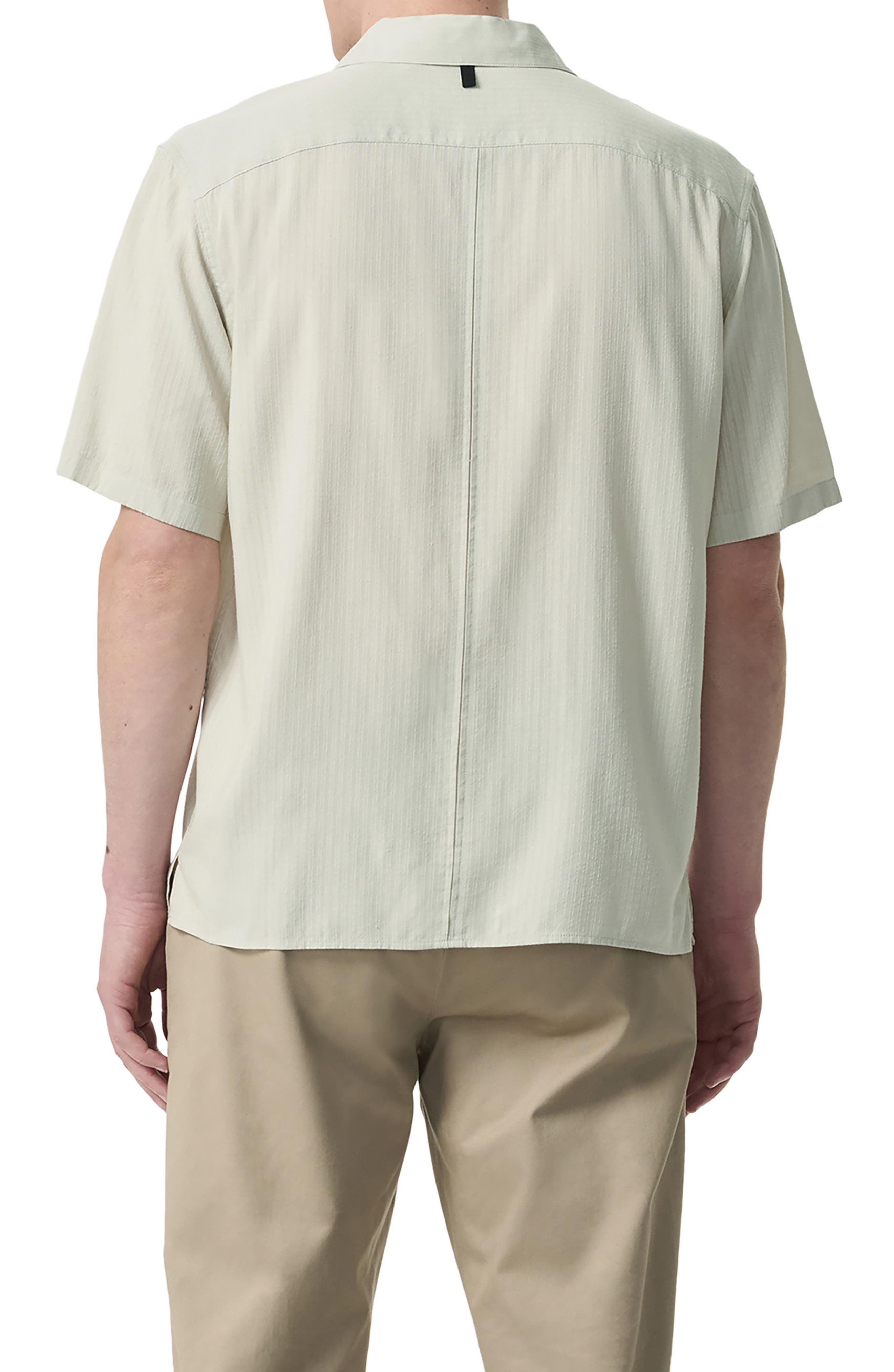 rag & bone Dalton Dobby Short Sleeve Button-Up Shirt in Light Grey at Nordstrom - 2