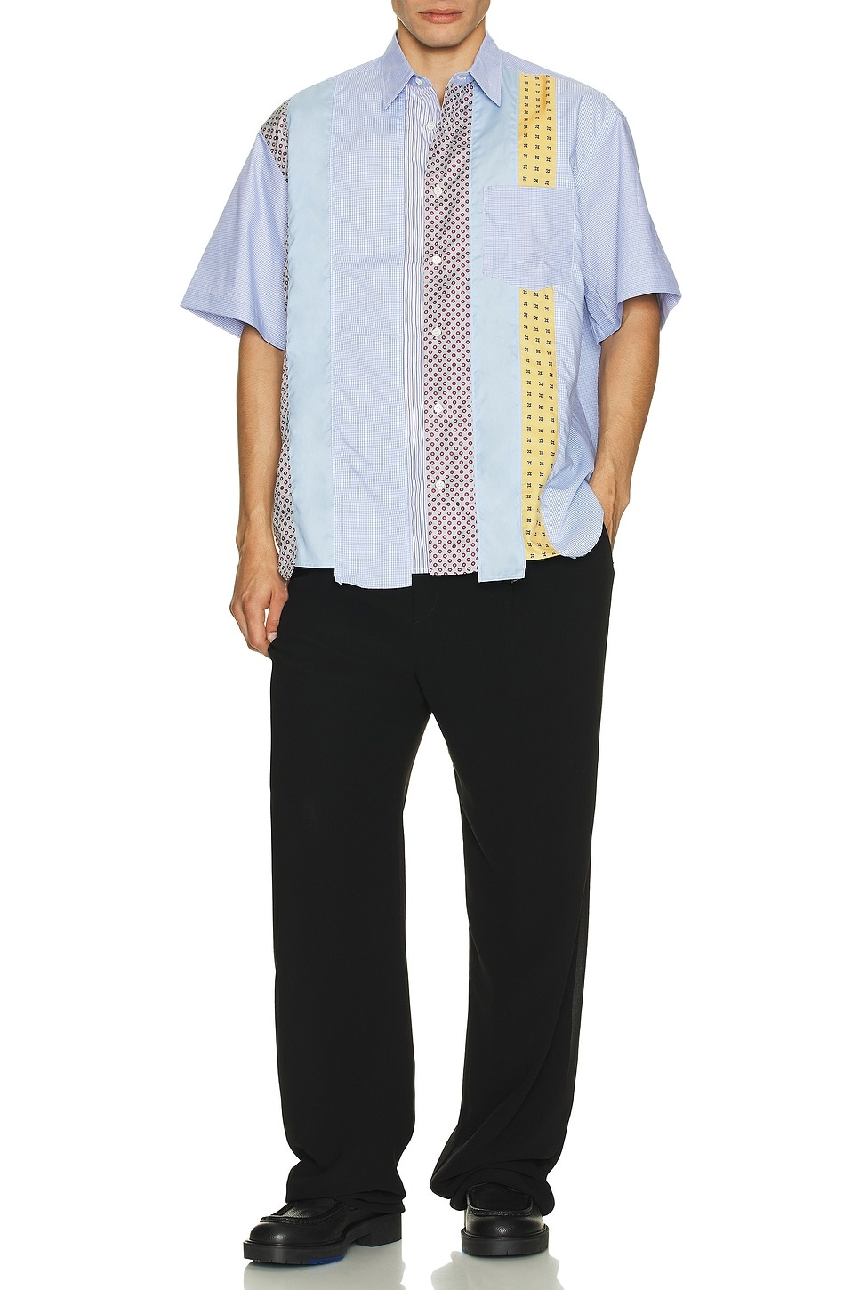 Check And Multi Fabrics Shirt - 5