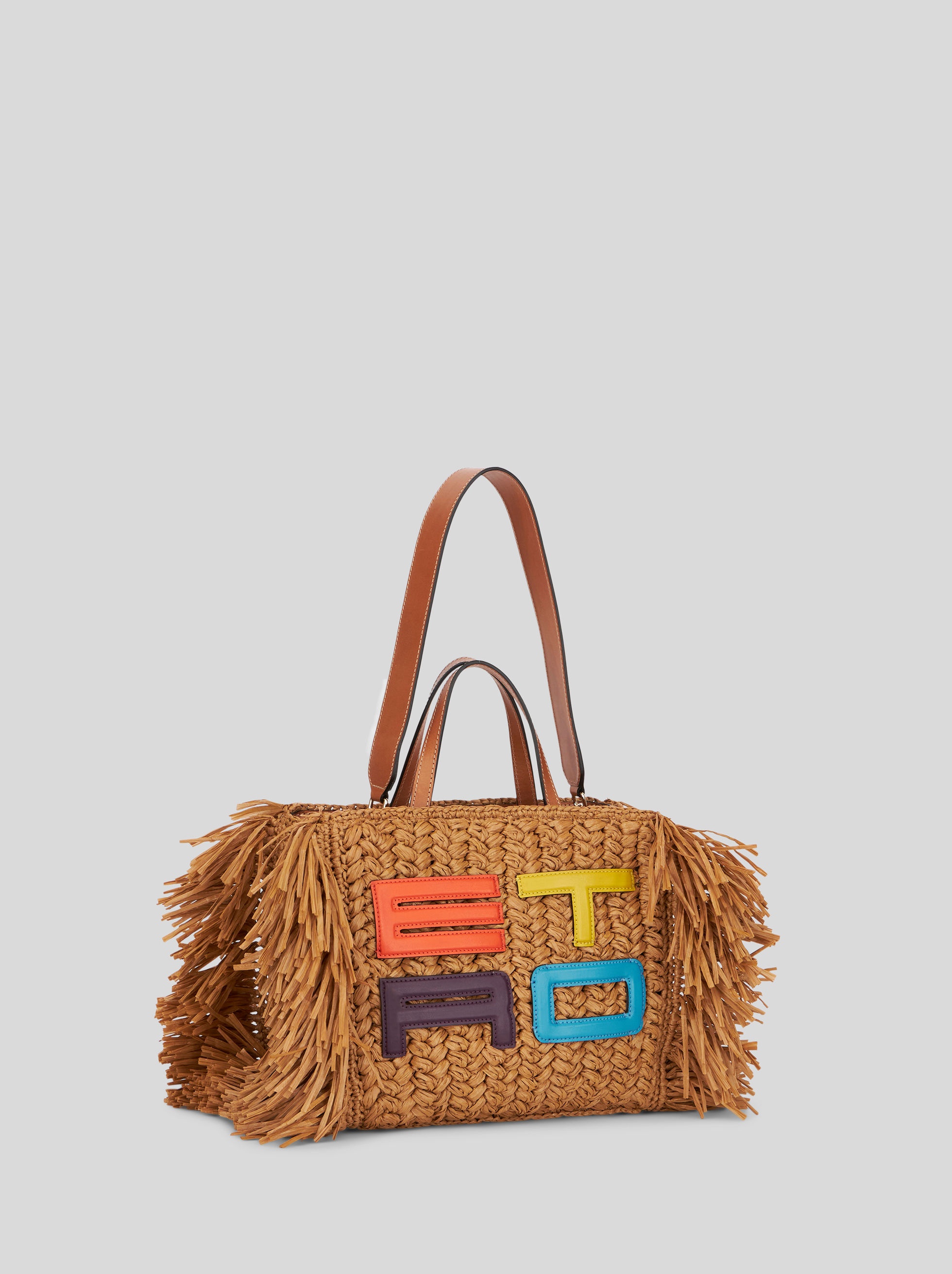 MEDIUM FRINGED RAFFIA SHOPPING BAG - 4