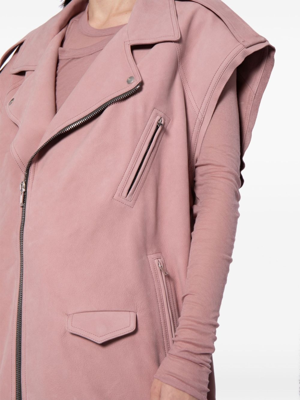 biker-style leather waistcoat - 5