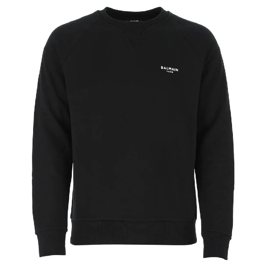 Balmain Flock Logo Print Cotton Sweatshirt, Size Medium - 1