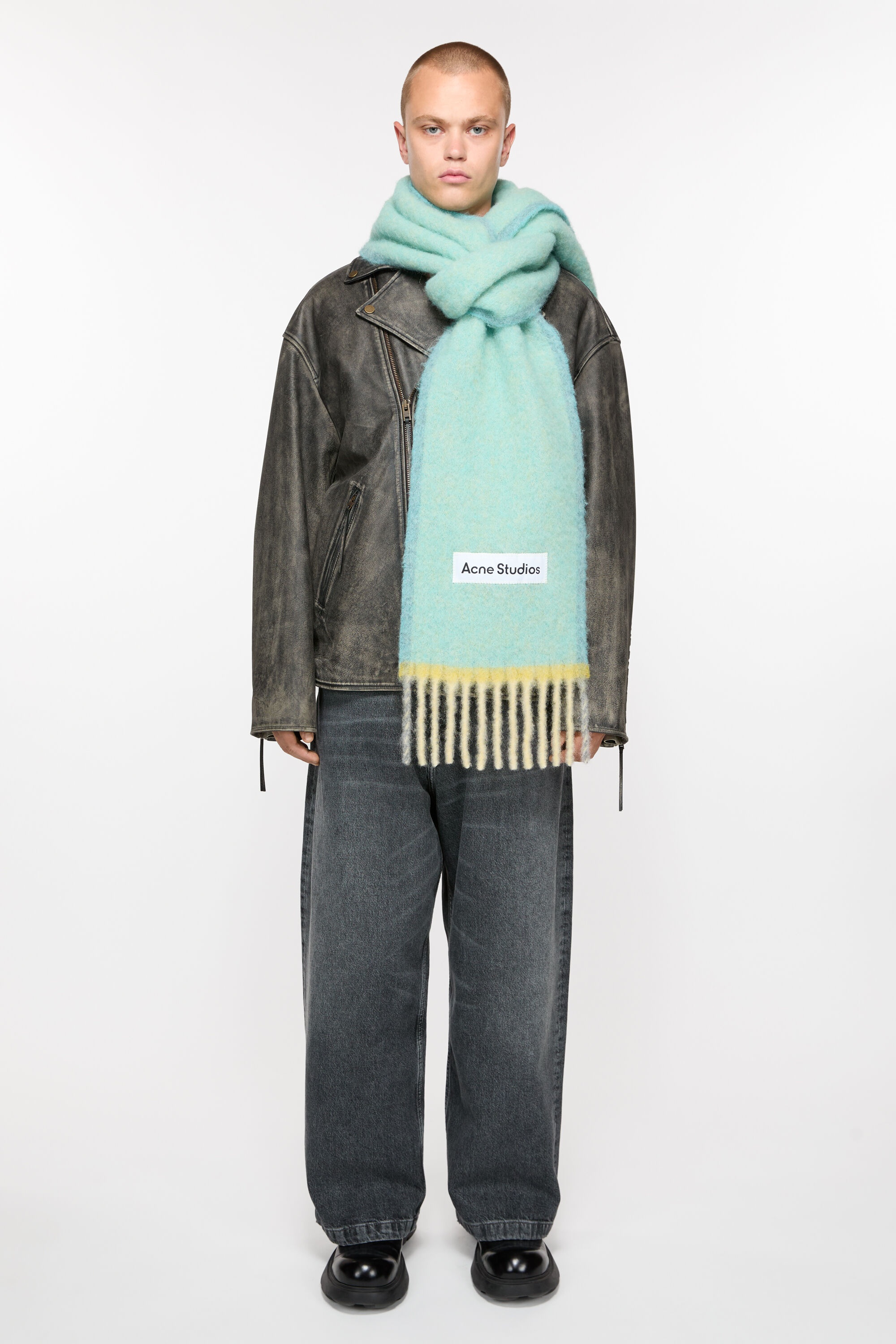 Wool mohair scarf - Narrow - Light blue - 3