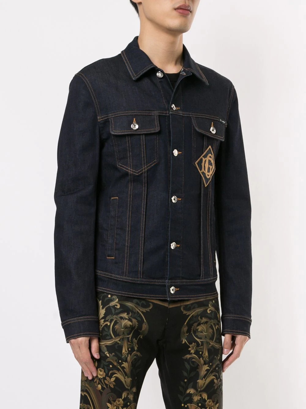 logo patch denim jacket - 3