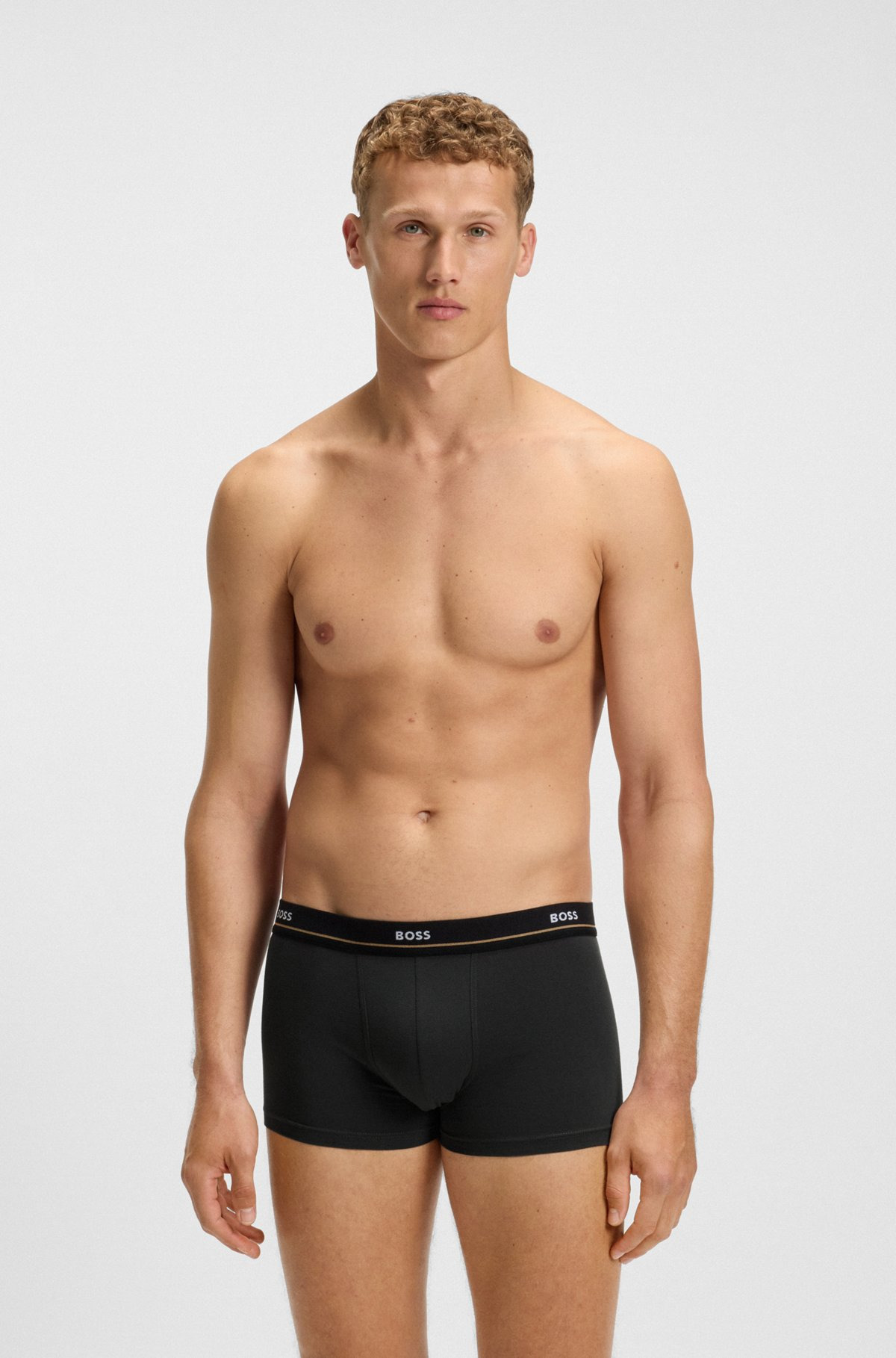 THREE-PACK OF STRETCH-COTTON TRUNKS WITH LOGO WAISTBANDS - 7