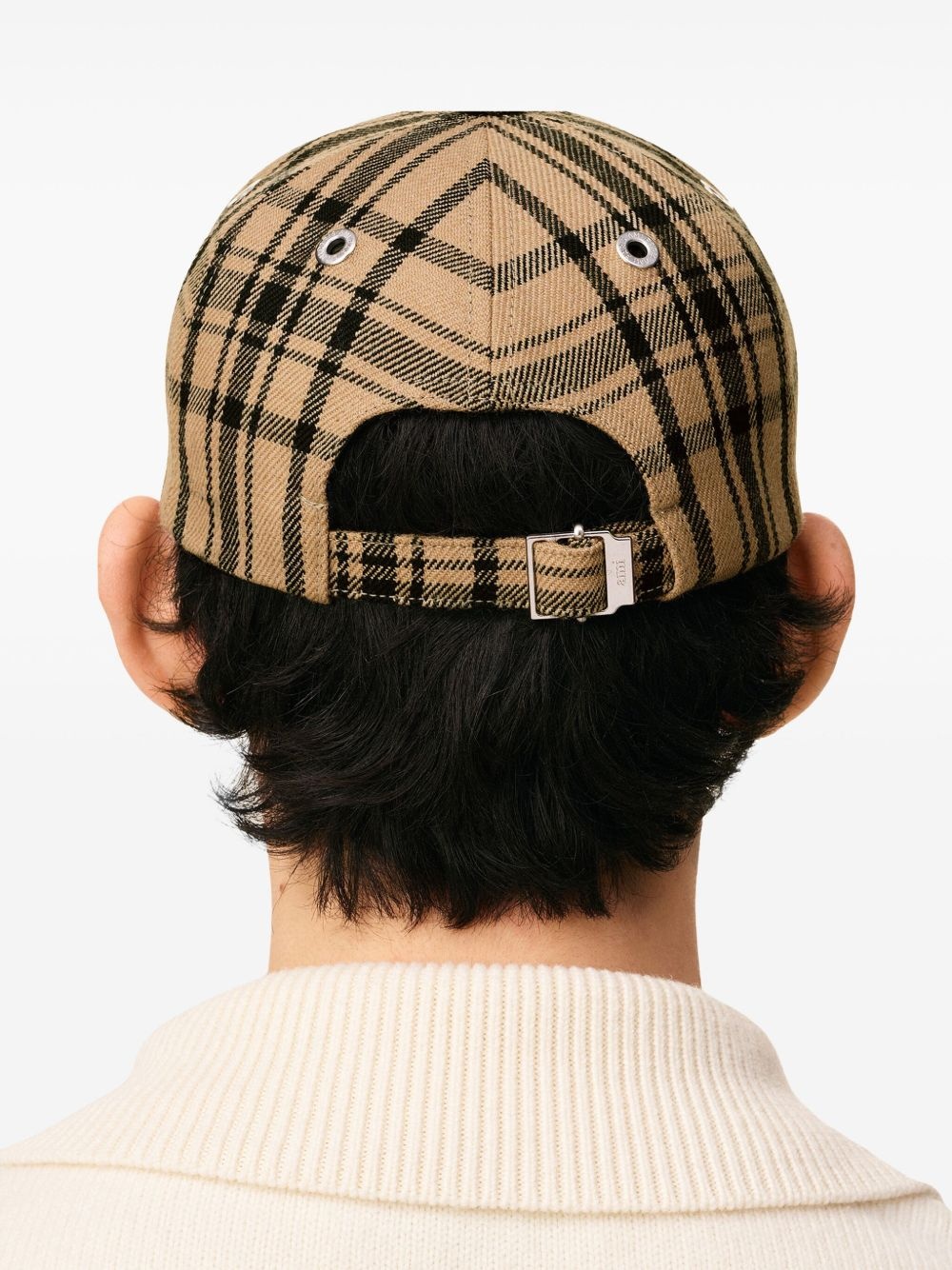 checked wool baseball cap - 4