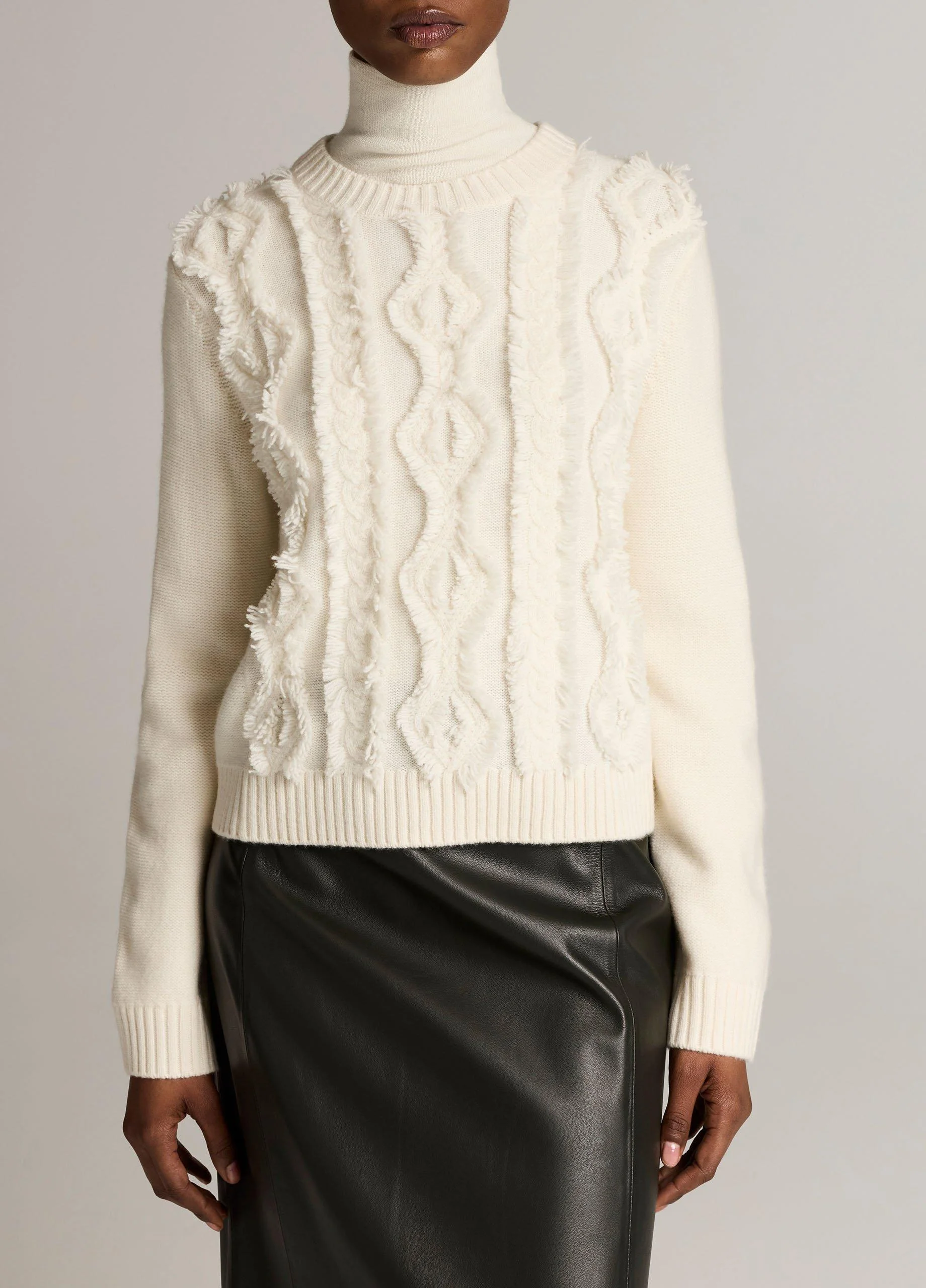 Hand-Cut Diamond Cable Wool Sweater - 1