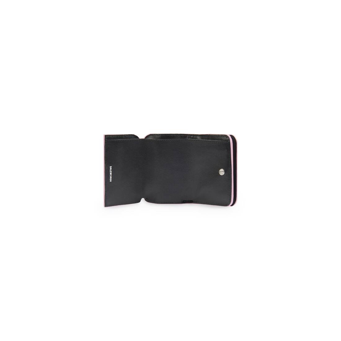 Women's Cash Mini Wallet Crocodile Embossed in Fuchsia/black - 3