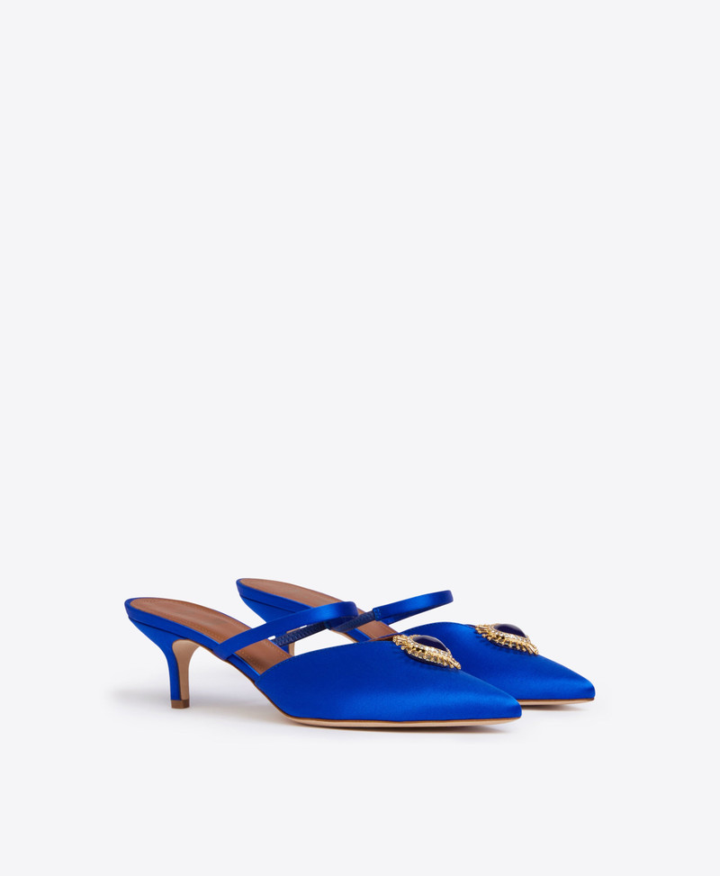 Marla 45 Blue Satin Mules 3