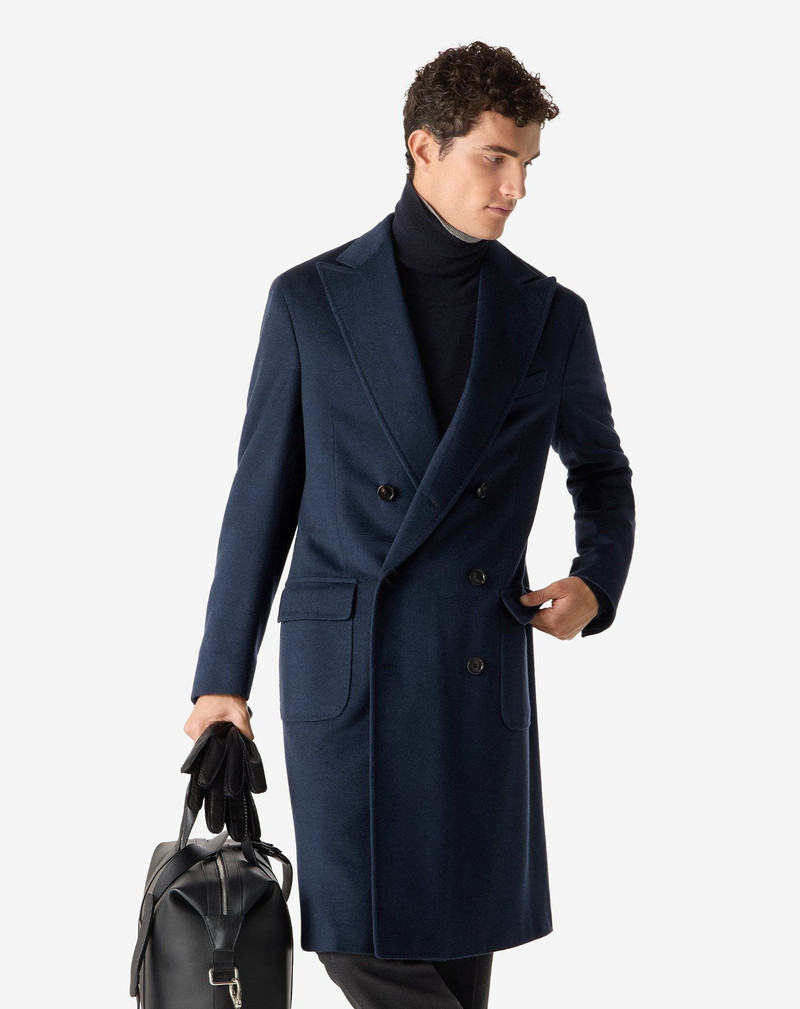 CORNELIANI Pale blue pure wool beaver coat outlook