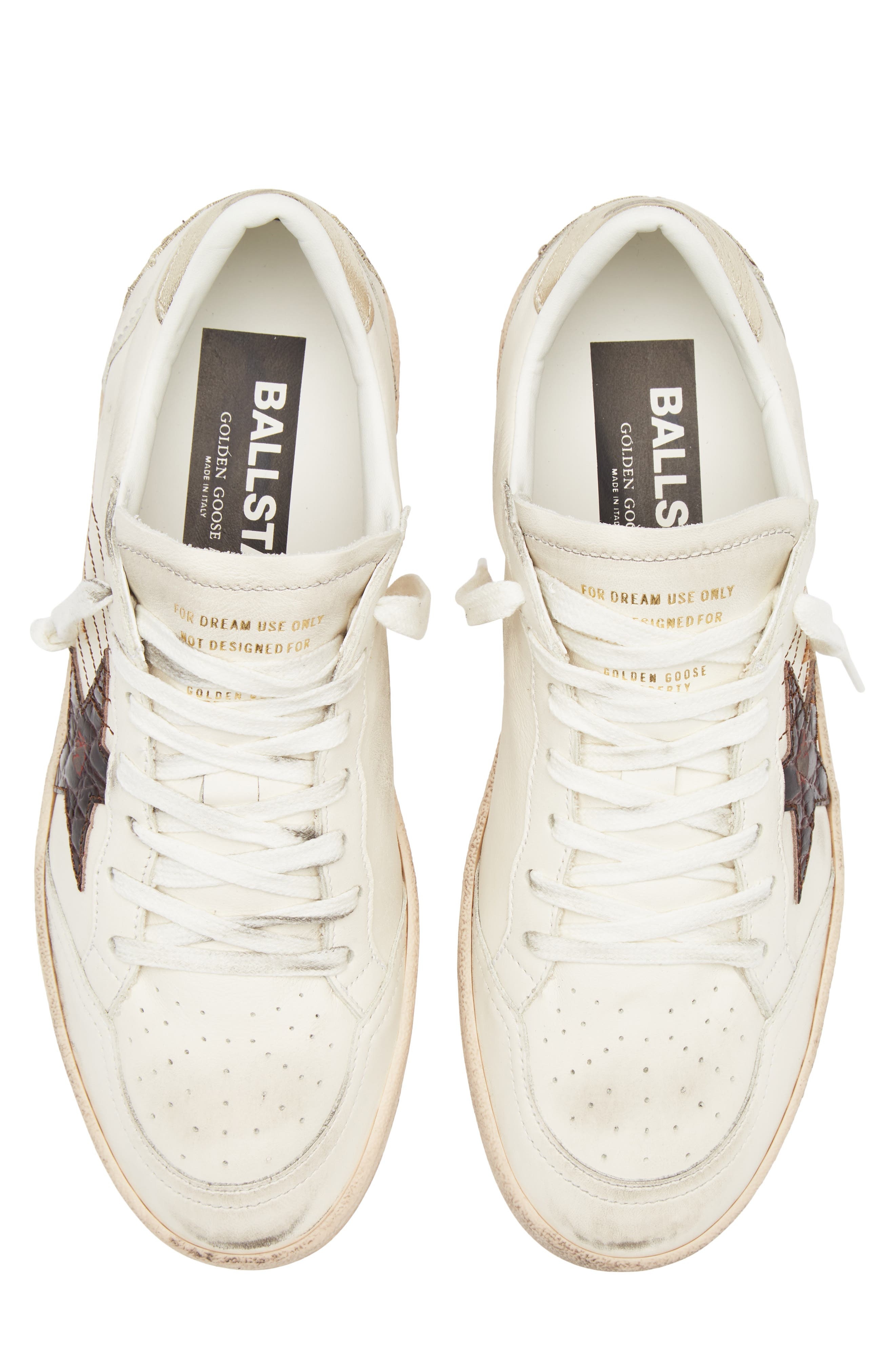 Golden Goose Ball Star Low Top Sneaker in White/Bordeaux/Gold at Nordstrom - 5