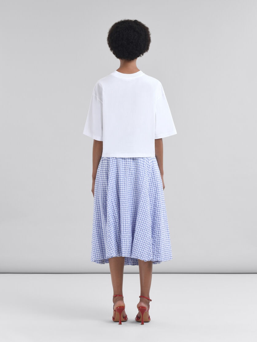 WHITE AND LIGHT BLUE CHECKED SEERSUCKER SKIRT - 3