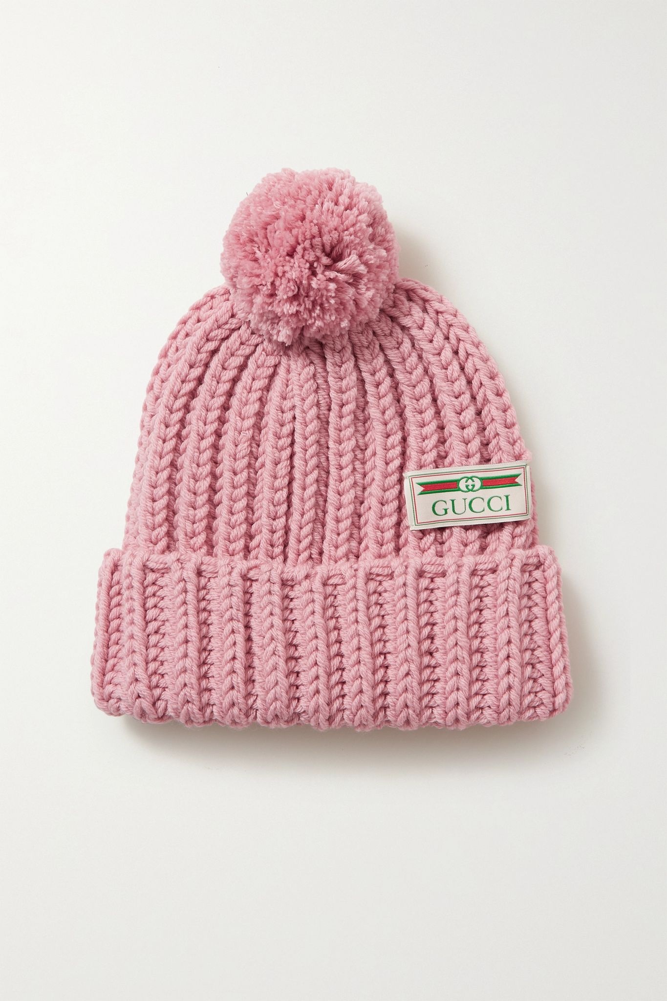 Pompom-embellished ribbed wool beanie - 1