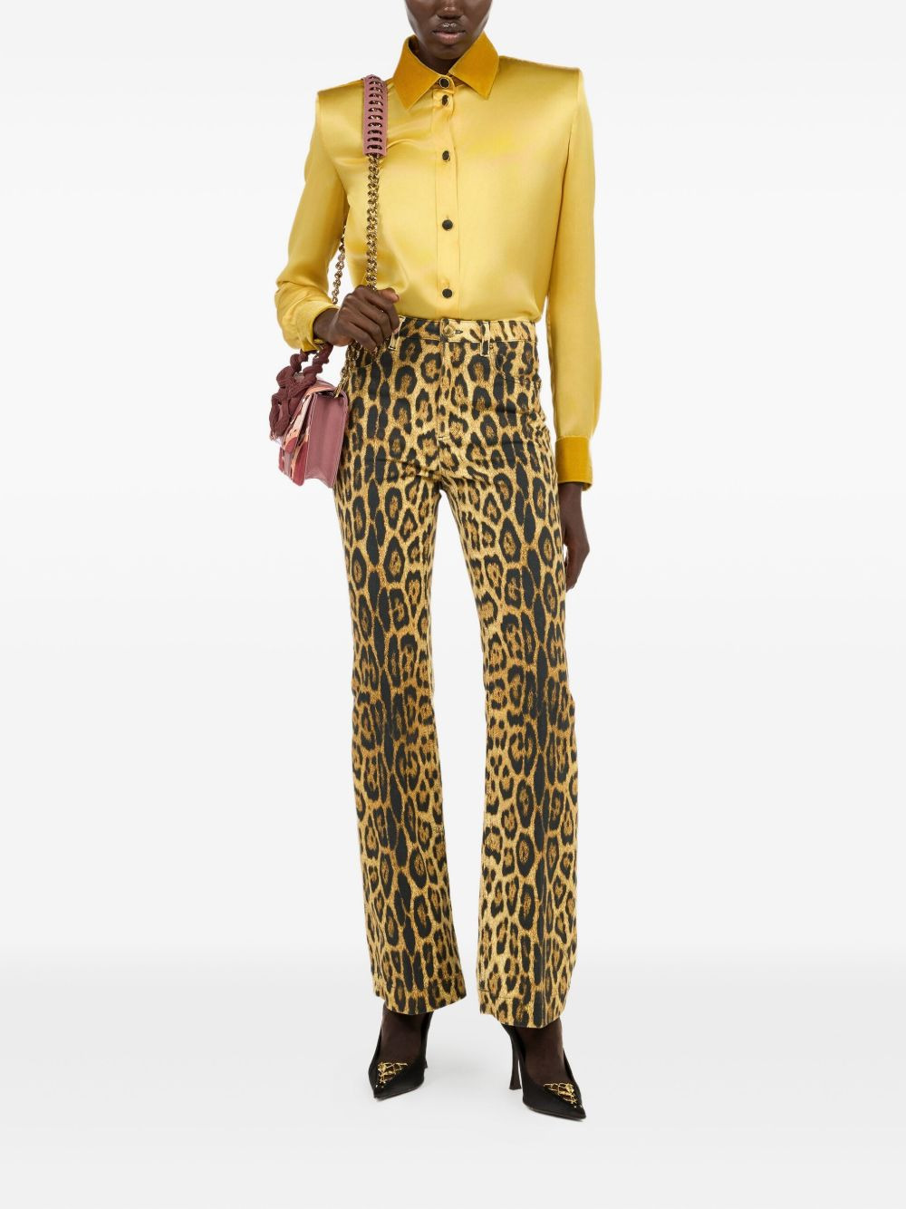 jaguar-print flared jeans - 2