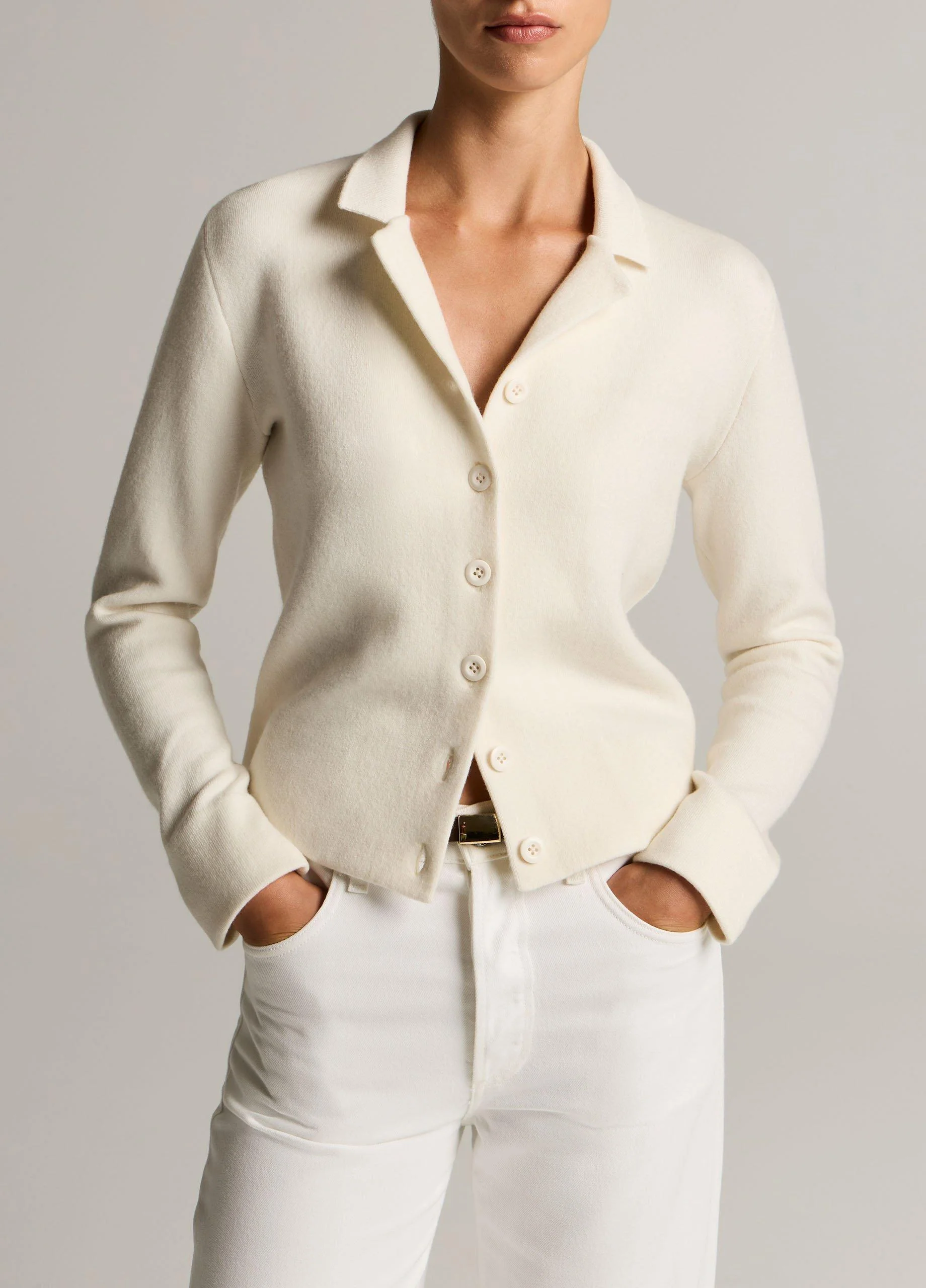 Notch-Collar Double-Face Wool-Blend Cardigan - 1