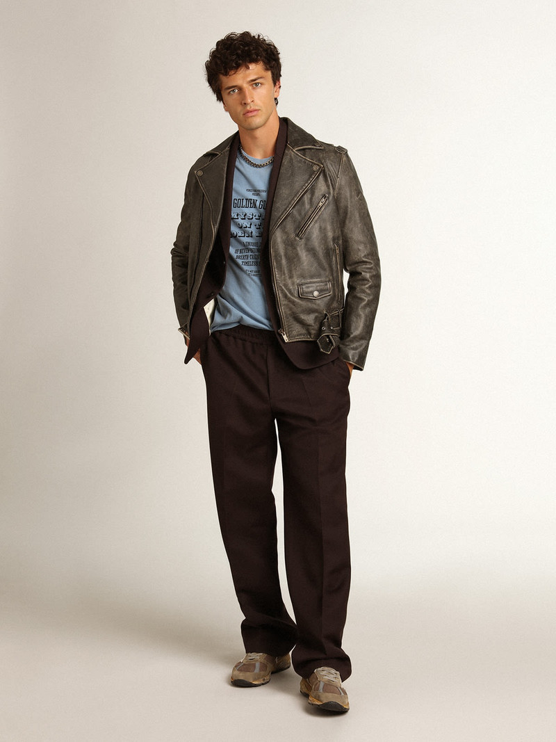 Harbor-blue Journey Collection T-shirt with contrasting black Golden Goose Mystery On The Golden Exp 3