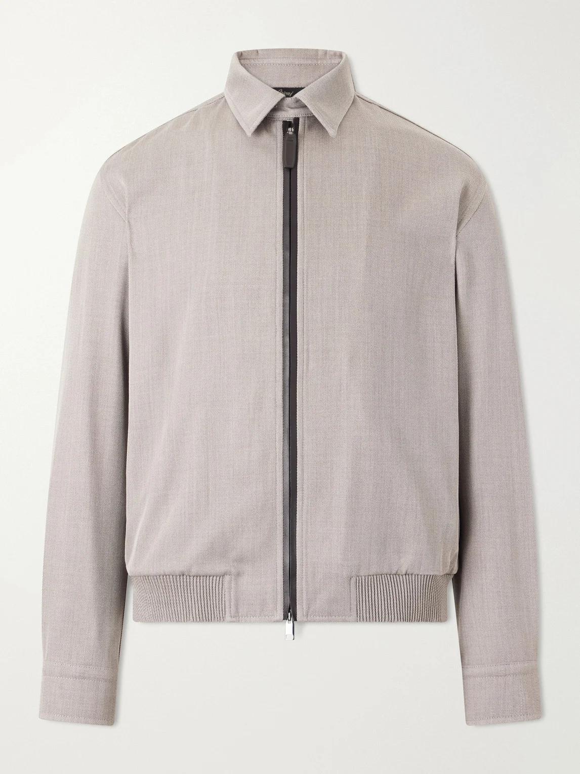 Leather-Trimmed Wool-Twill Blouson Jacket - 1