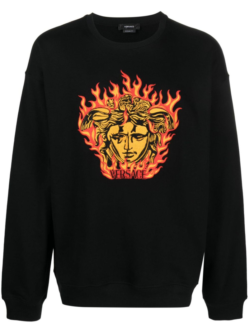 Medusa Flame-embroidered cotton sweatshirt 1