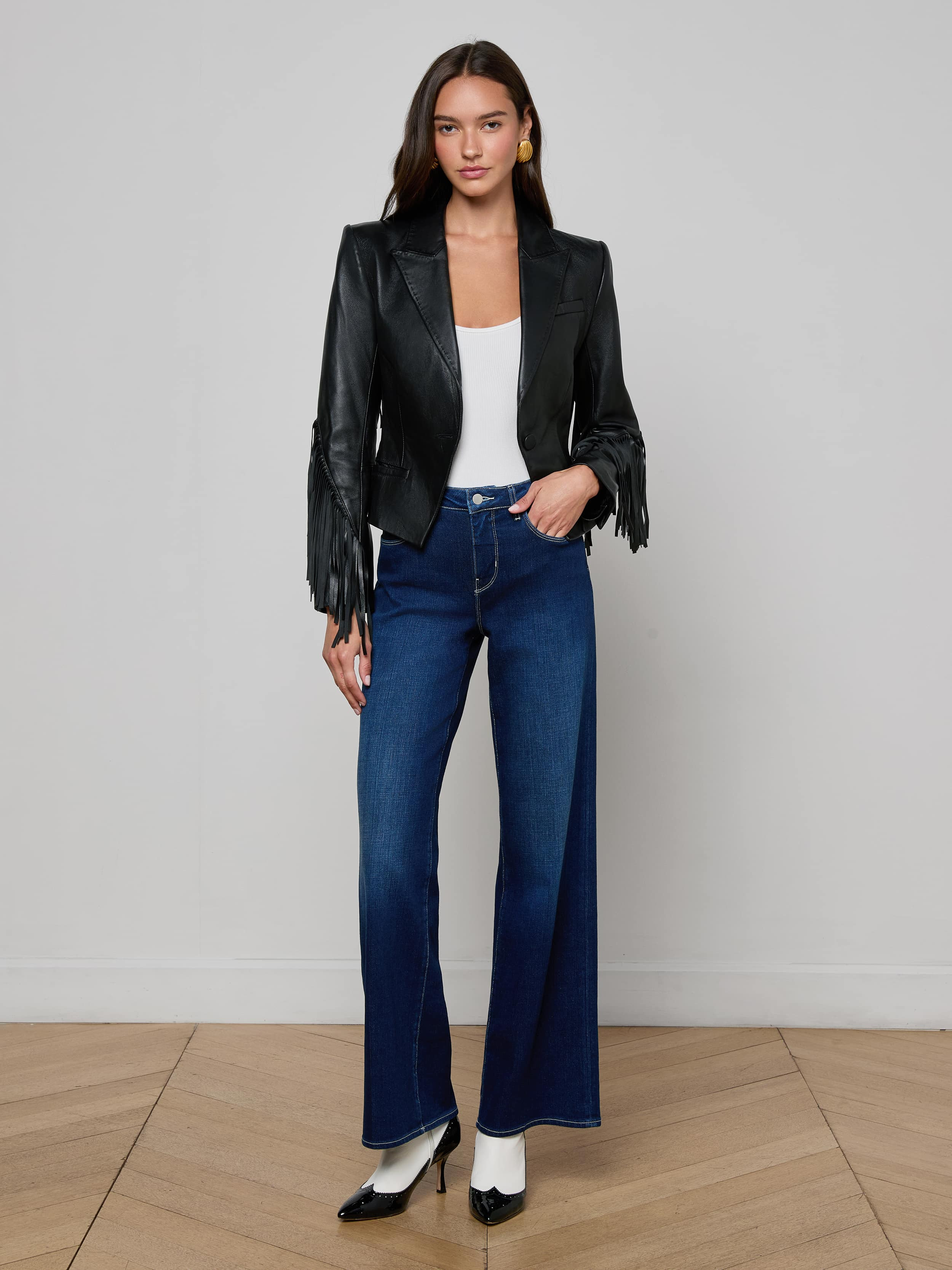 Vashti Fringed Leather Blazer - 4