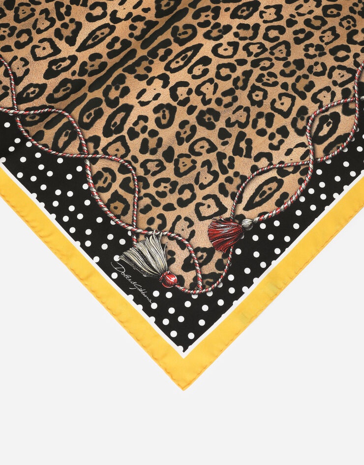 Leopard-print twill scarf (90 x 90) - 2