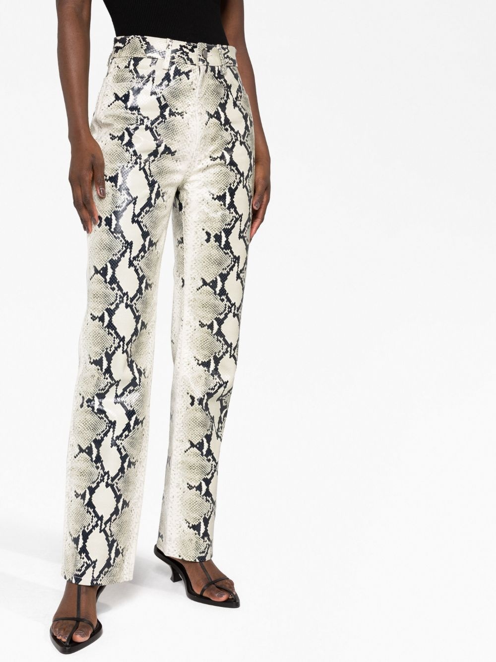 snakeskin-print leather trousers - 5