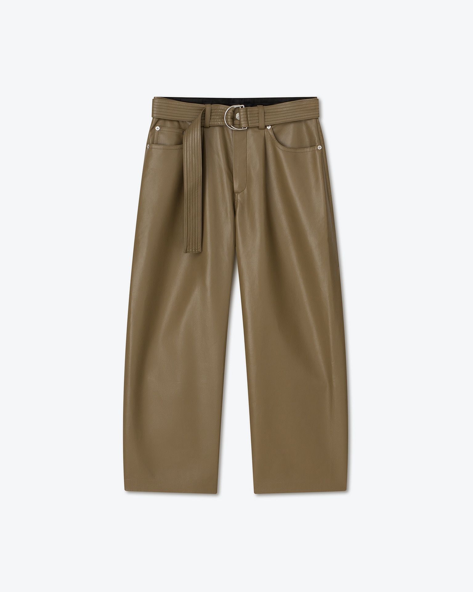 FERRE - Regenerated leather pants - Khaki - 1