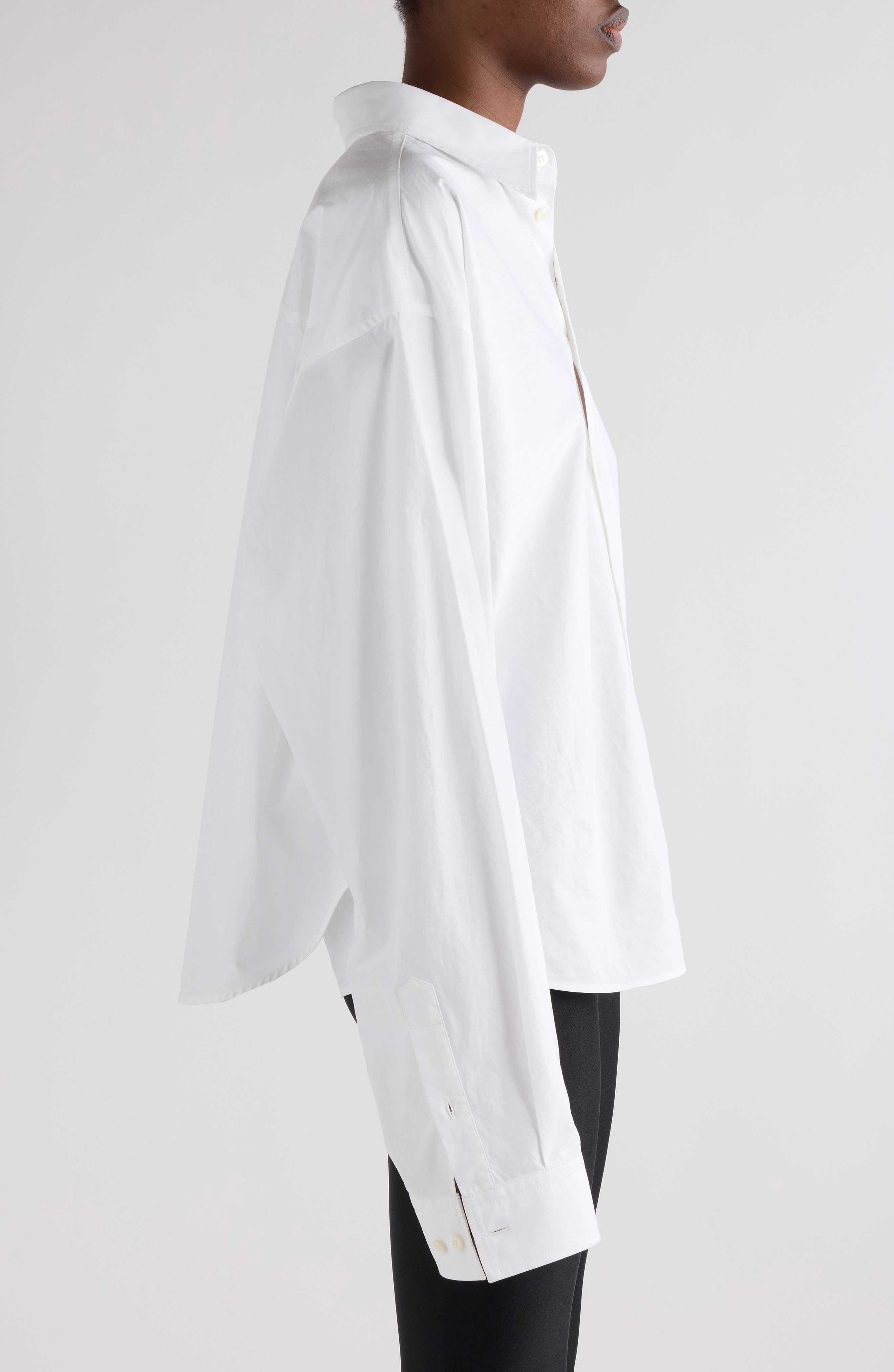 Balenciaga Semifitted Button-Up Shirt in 9000 White at Nordstrom - 4