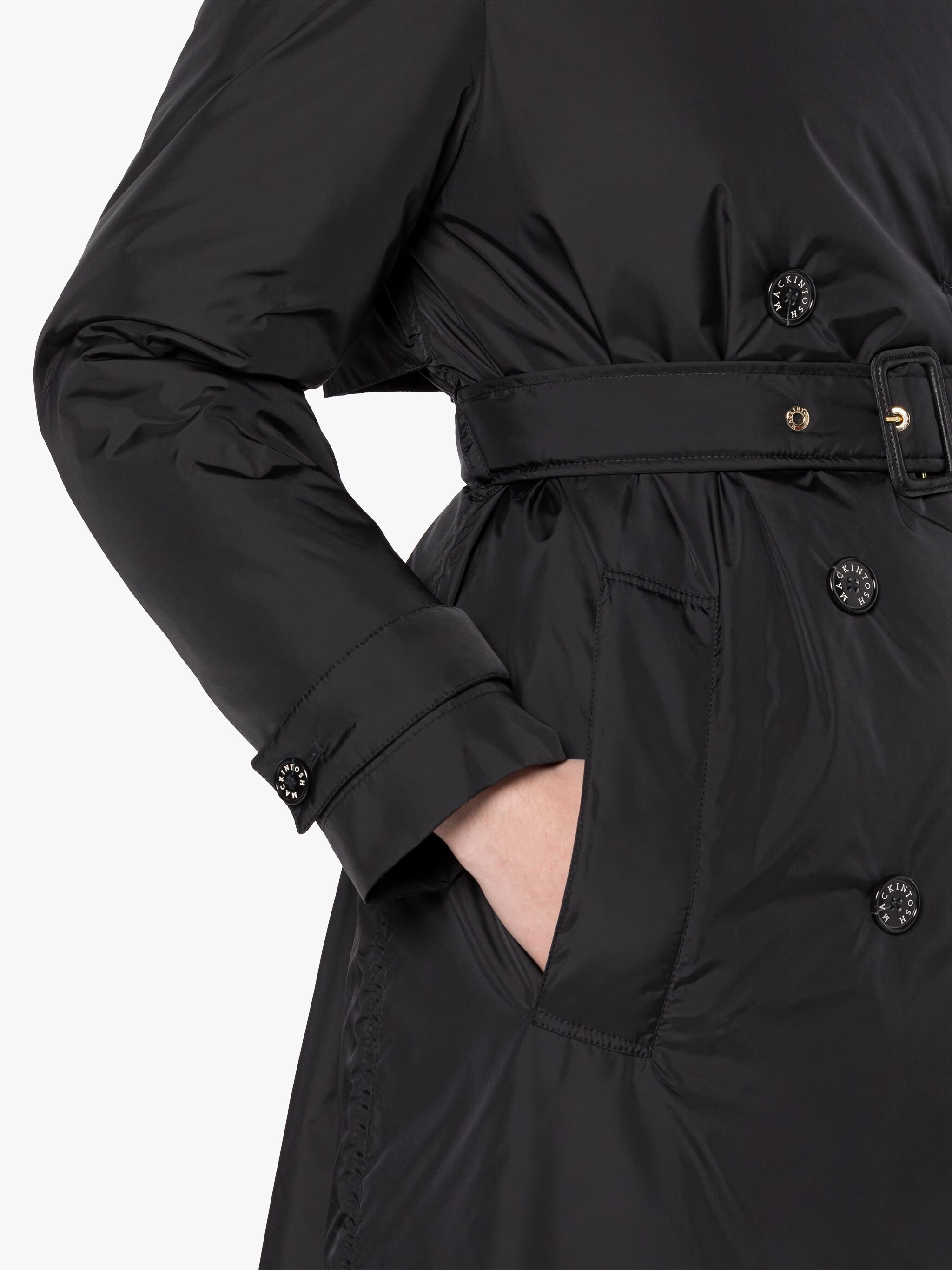 TYRIE BLACK NYLON THINDOWN TRENCH COAT - 6