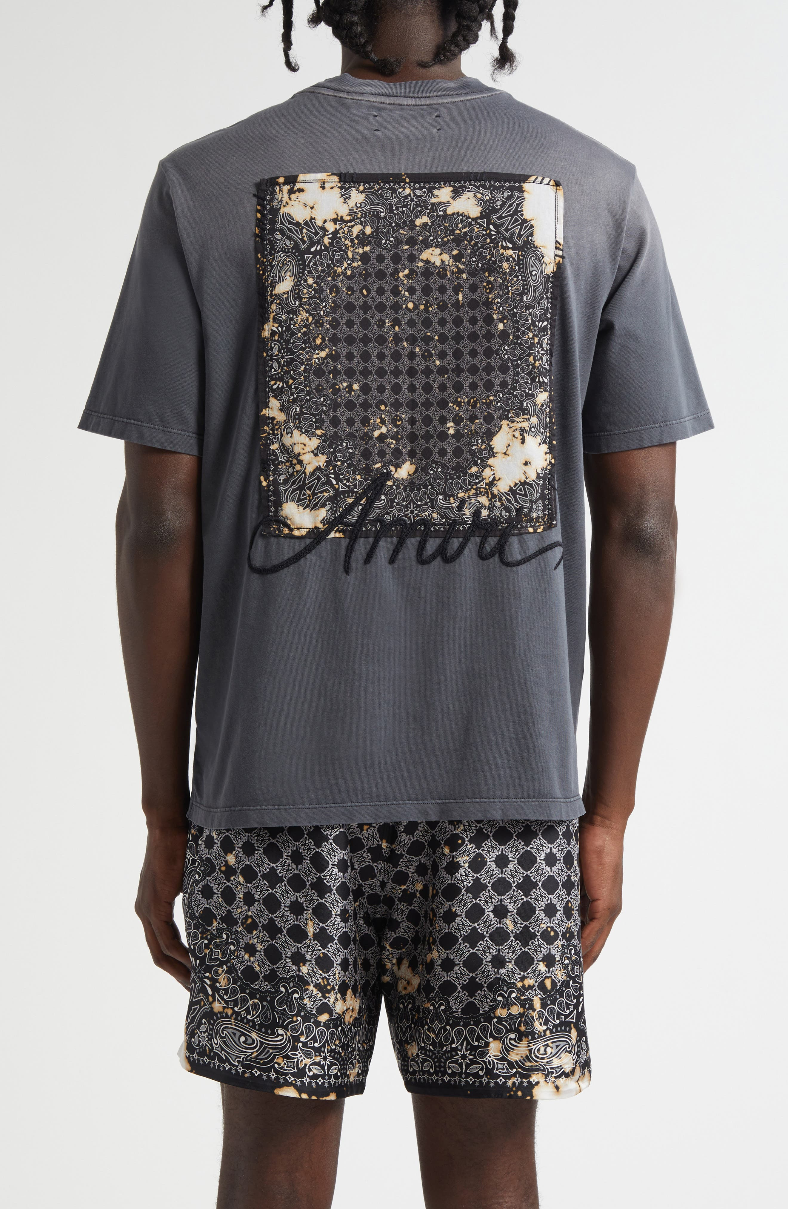 AMIRI Bleached Bandana Patch T-Shirt in Black at Nordstrom - 3