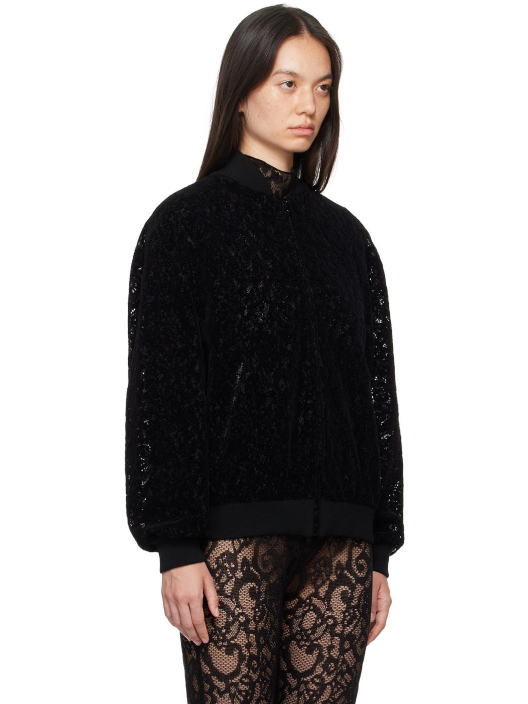 Black Lace Bomber Jacket - 2