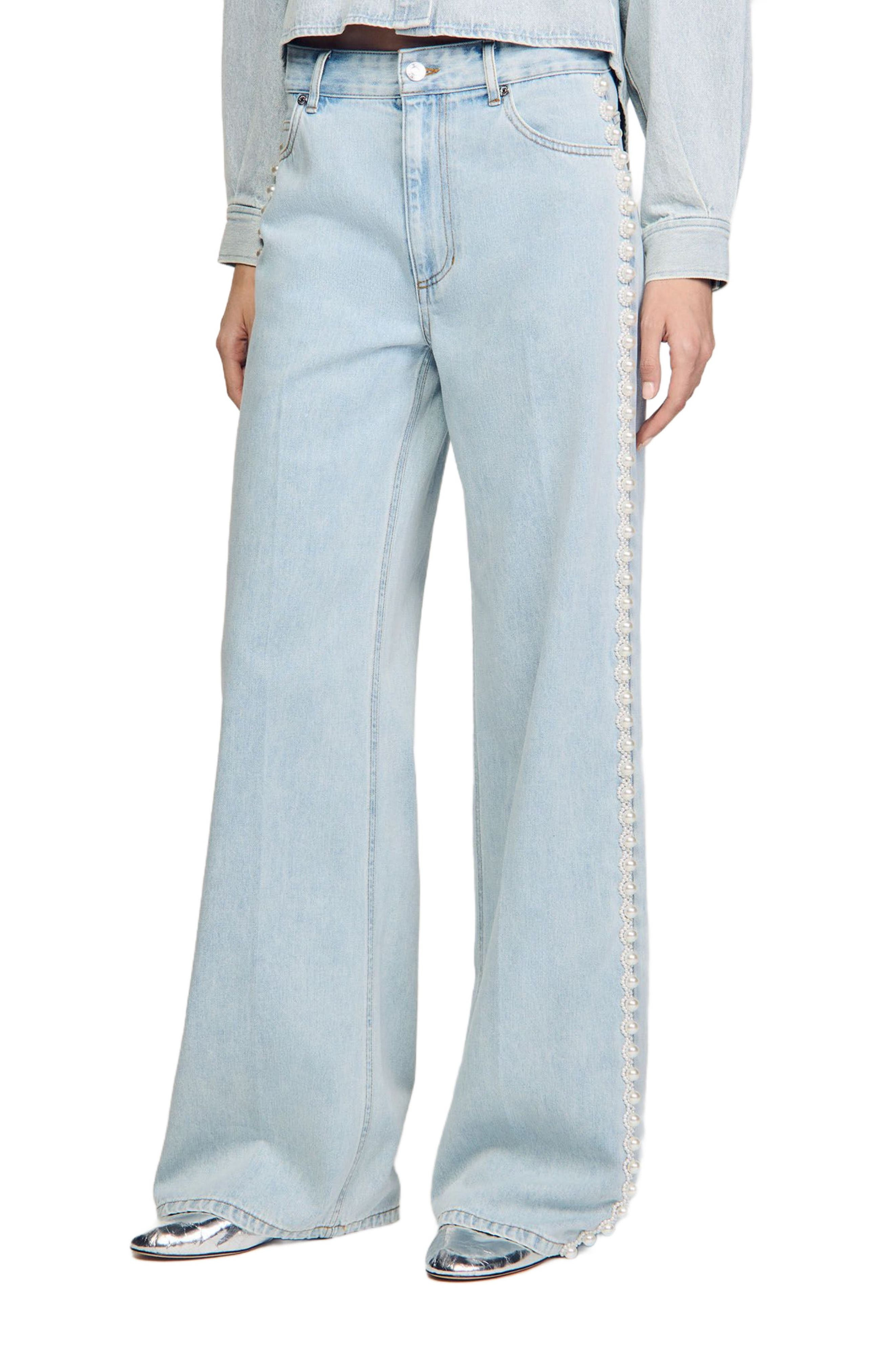 SANDRO Beaded jeans in Light Bu Jean at Nordstrom - 1