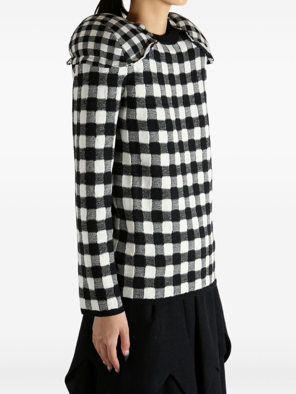 gingham padded-shoulder jumper - 4