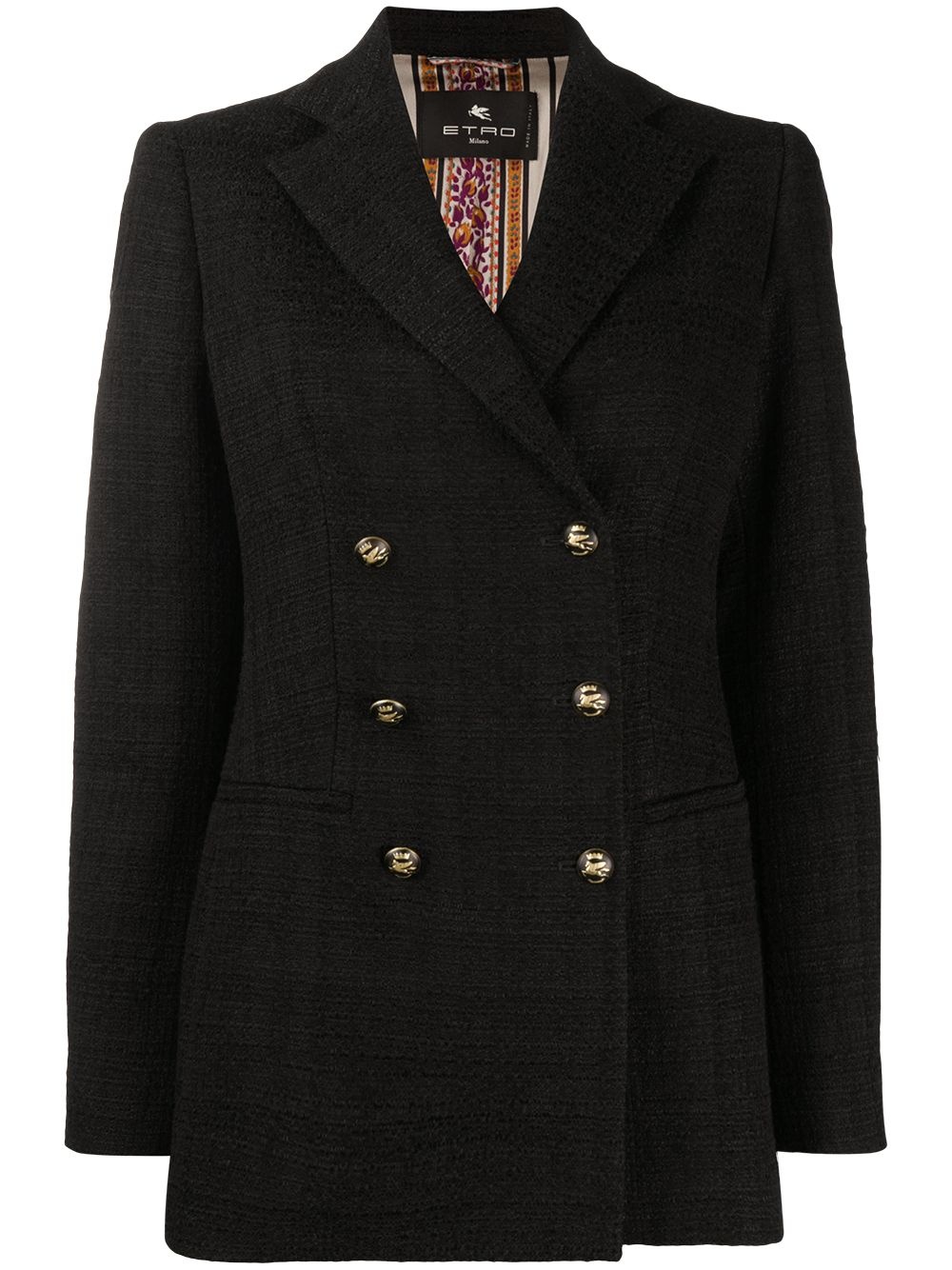 double breasted tweed blazer - 1