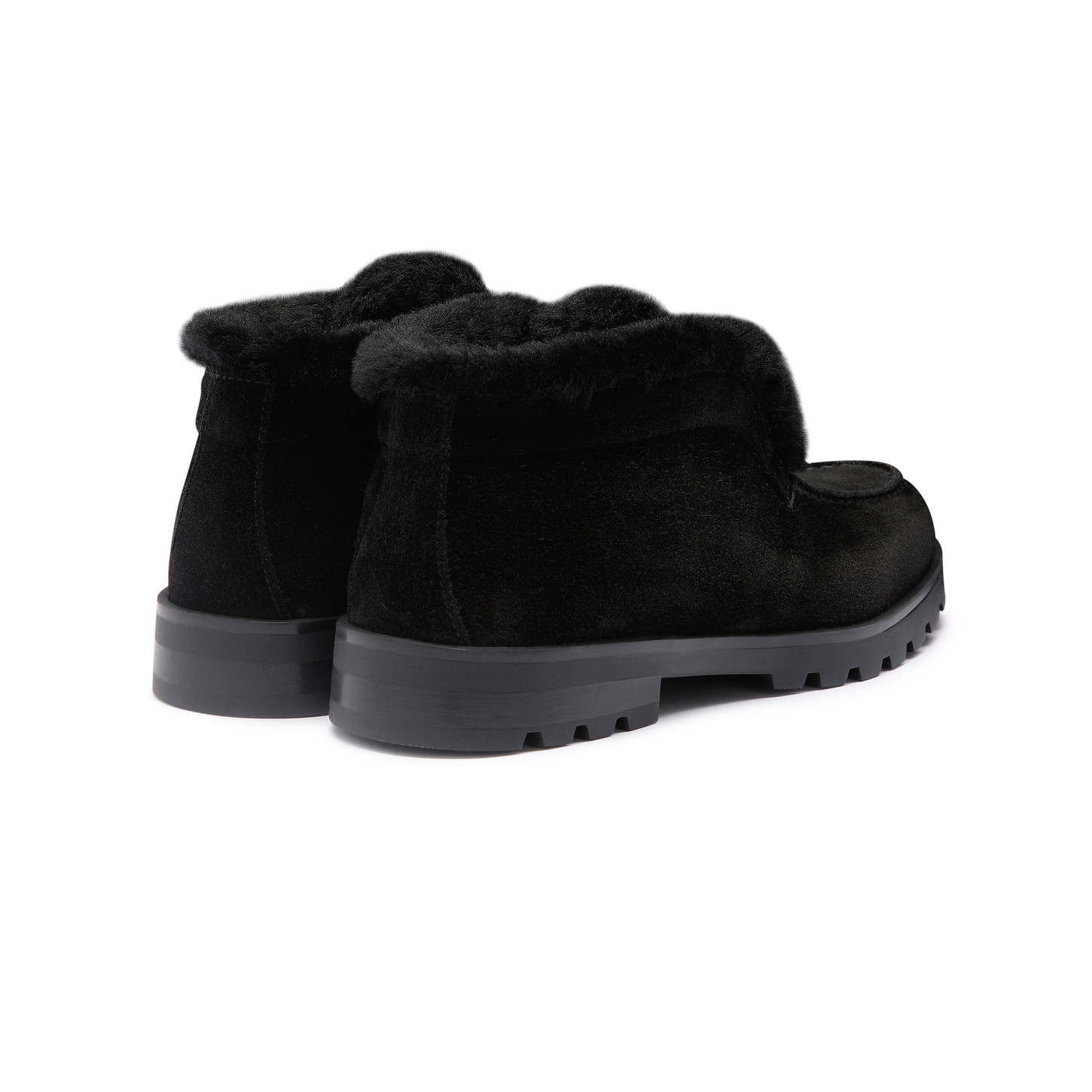 Women’s black suede desert boot with fur - 3