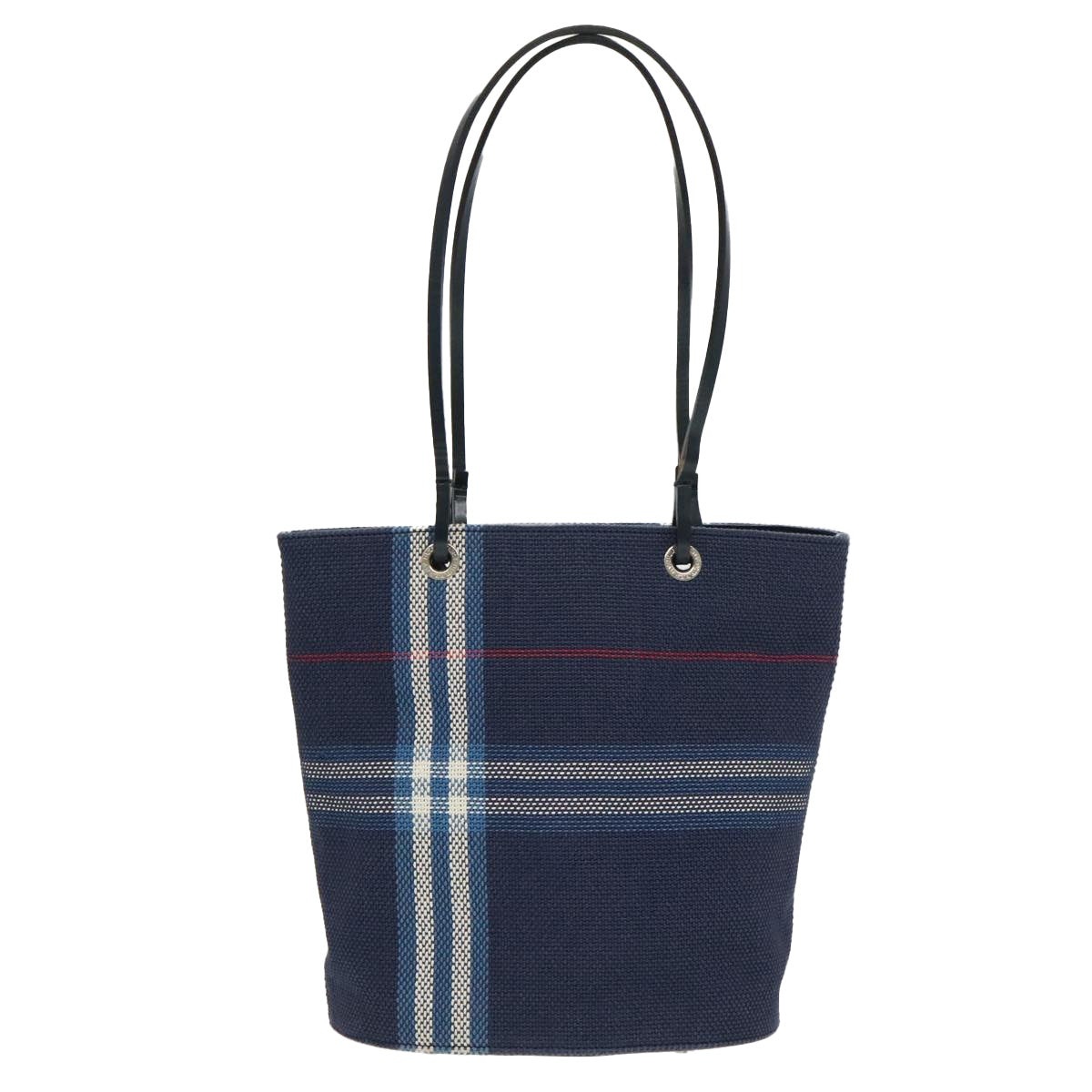 Burberry Nova Check Tote Bag Canvas Navy Silver - 2