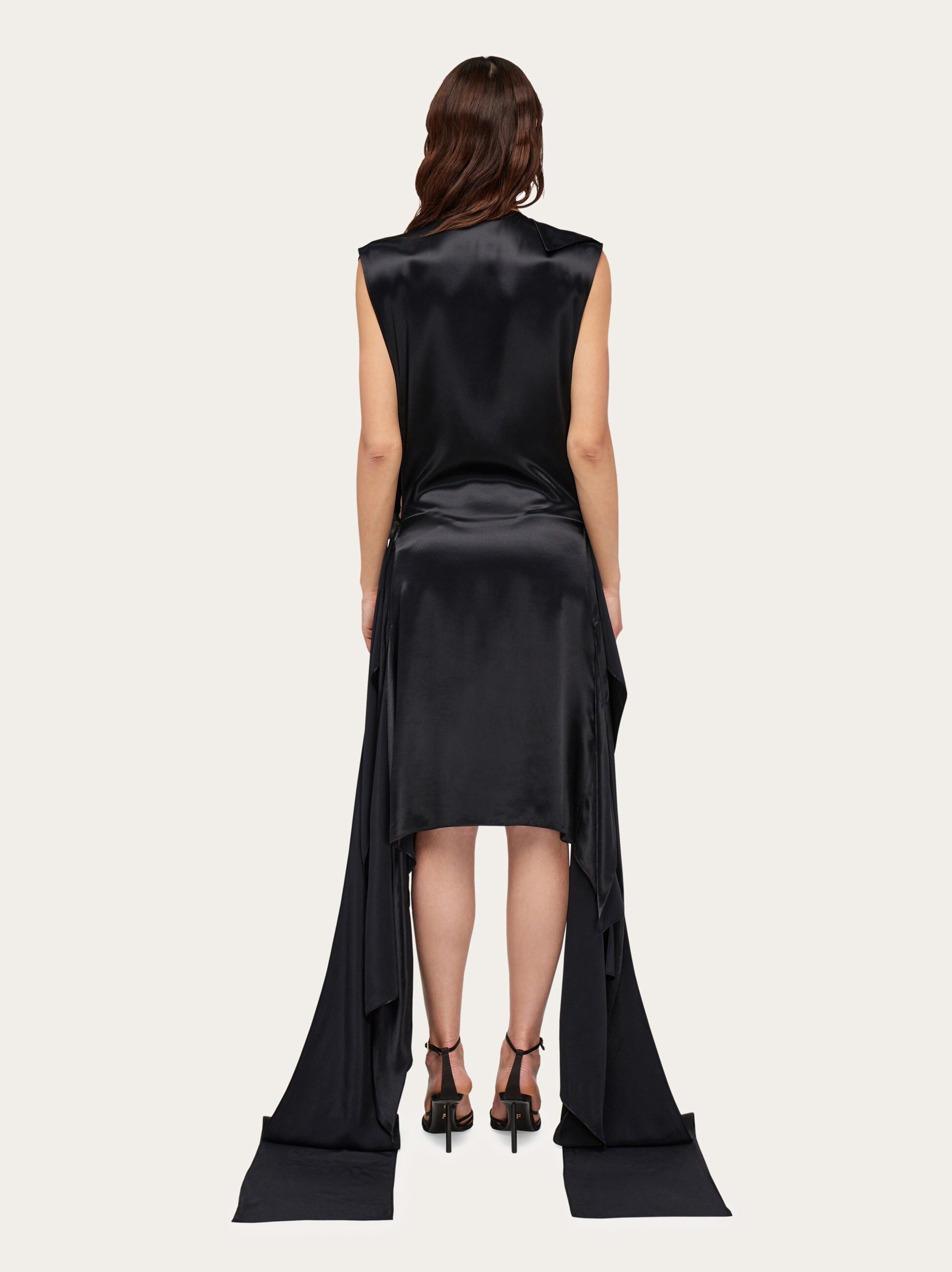 Peplum midi dress with horizontal sash - 4
