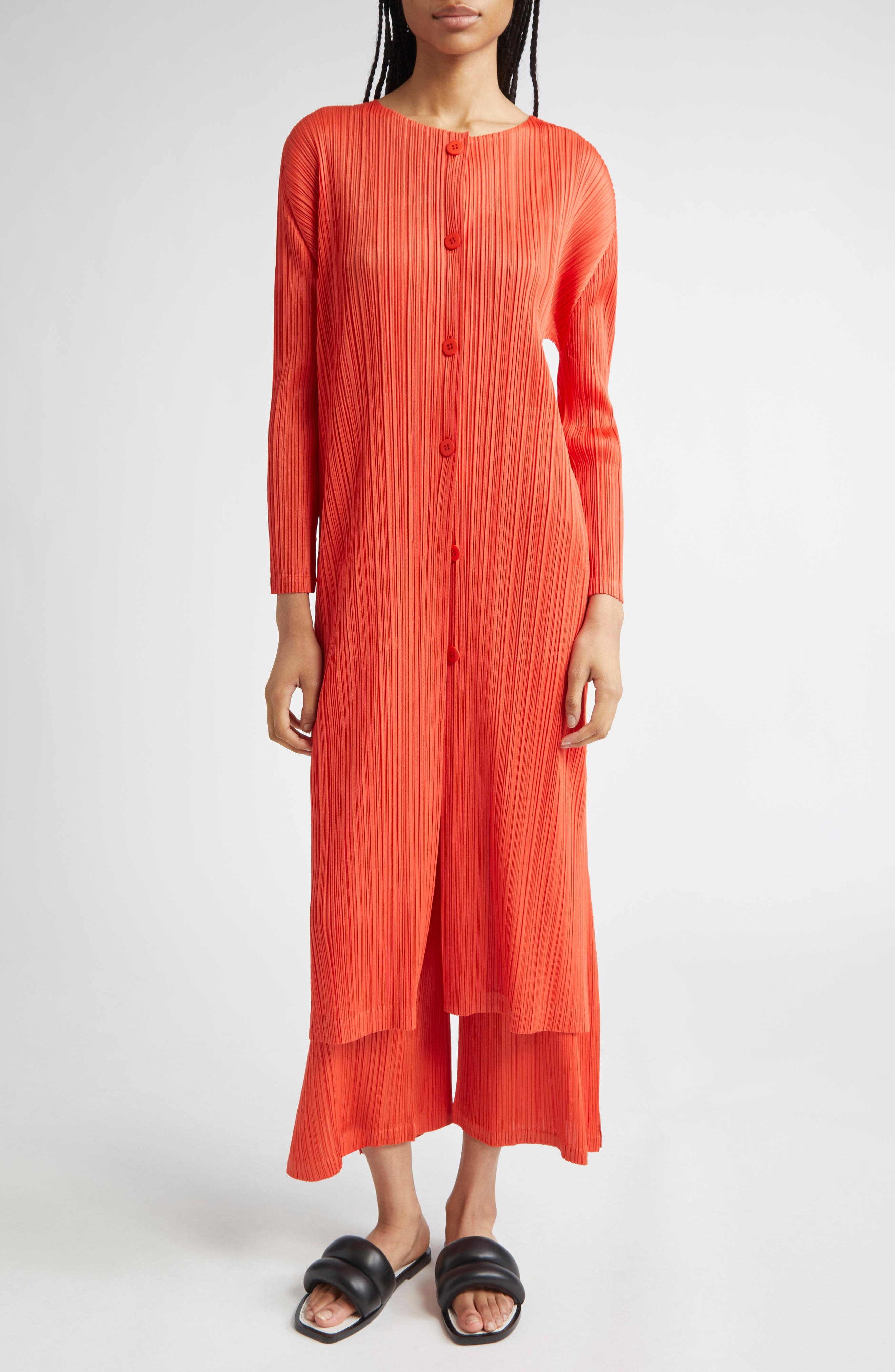 Pleats Please Issey Miyake Monthly Colors February Pleated Cardigan in Red at Nordstrom - 1