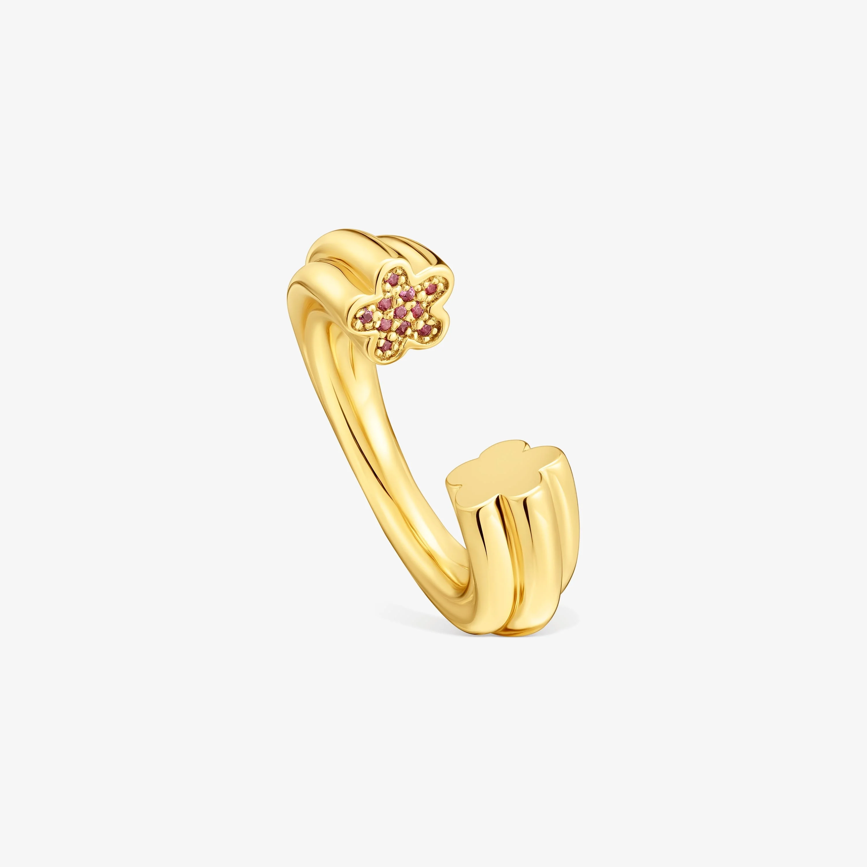 18K gold vermeil open Ring with flower motif with rhodolites TOUS 1950 - 1