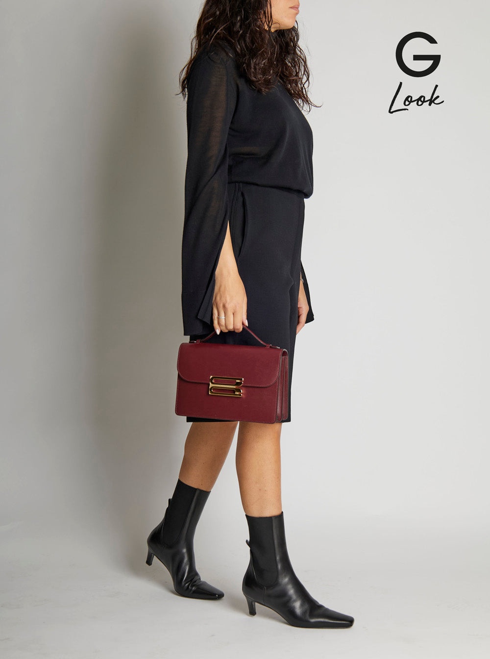 Victoria Beckham Women 'Dorian' Bordeaux Shoulder Bag With Adjustable And Removable Shoulder Strap A - 6