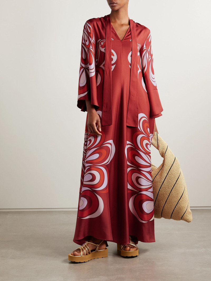 La DoubleJ Icon Magnifico printed silk-twill maxi dress Red outlook