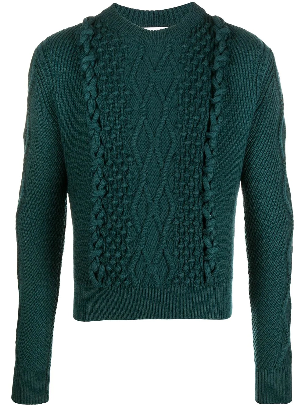 cable knit crew neck jumper - 1