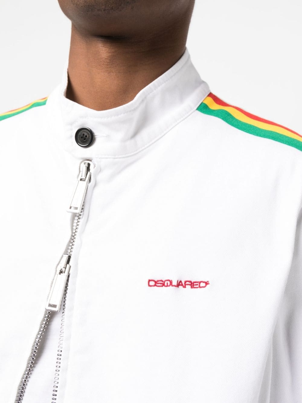 stripe-detail cotton jacket - 5